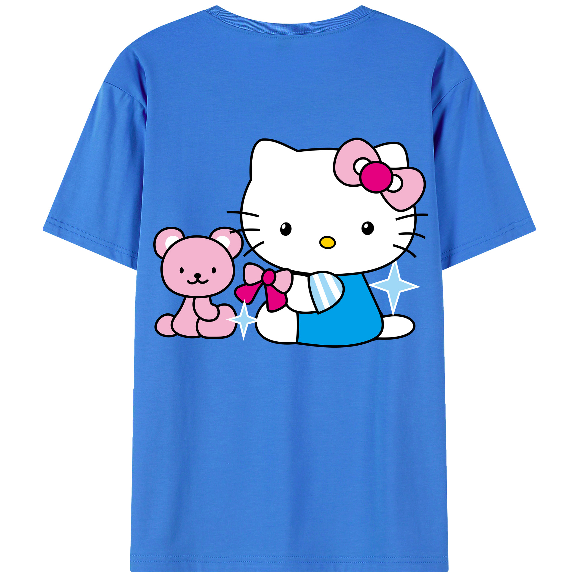 （画像用） Hello Kitty ハローキティ 綿100％ メンズ半袖Tシャツ（バックプリント） 通気性