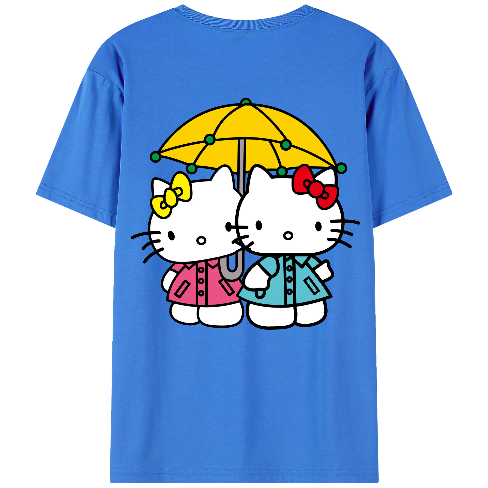 （画像用） Hello Kitty ハローキティ 綿100％ メンズ半袖Tシャツ（バックプリント） 通気性