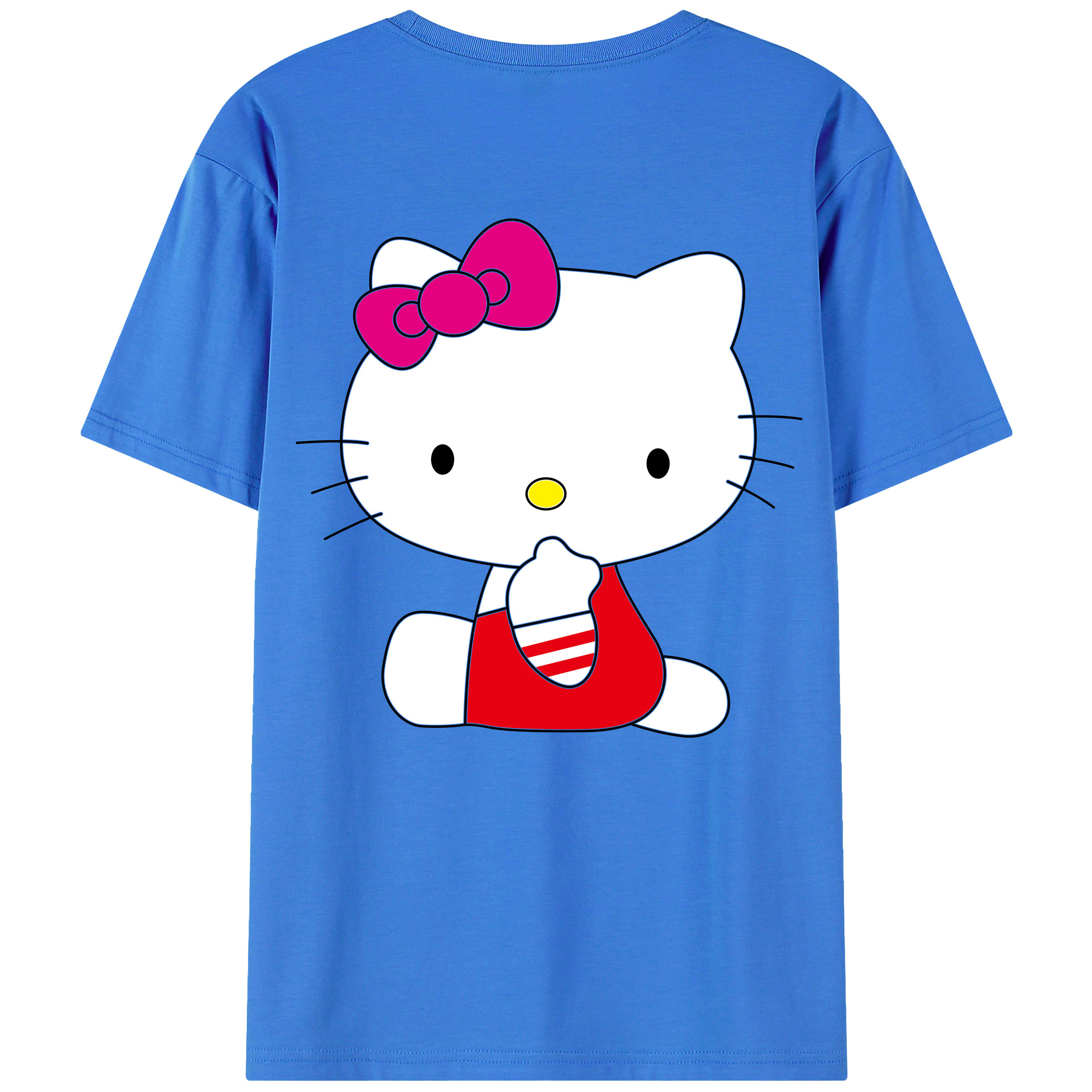 （画像用） Hello Kitty ハローキティ 綿100％ メンズ半袖Tシャツ（バックプリント） 通気性