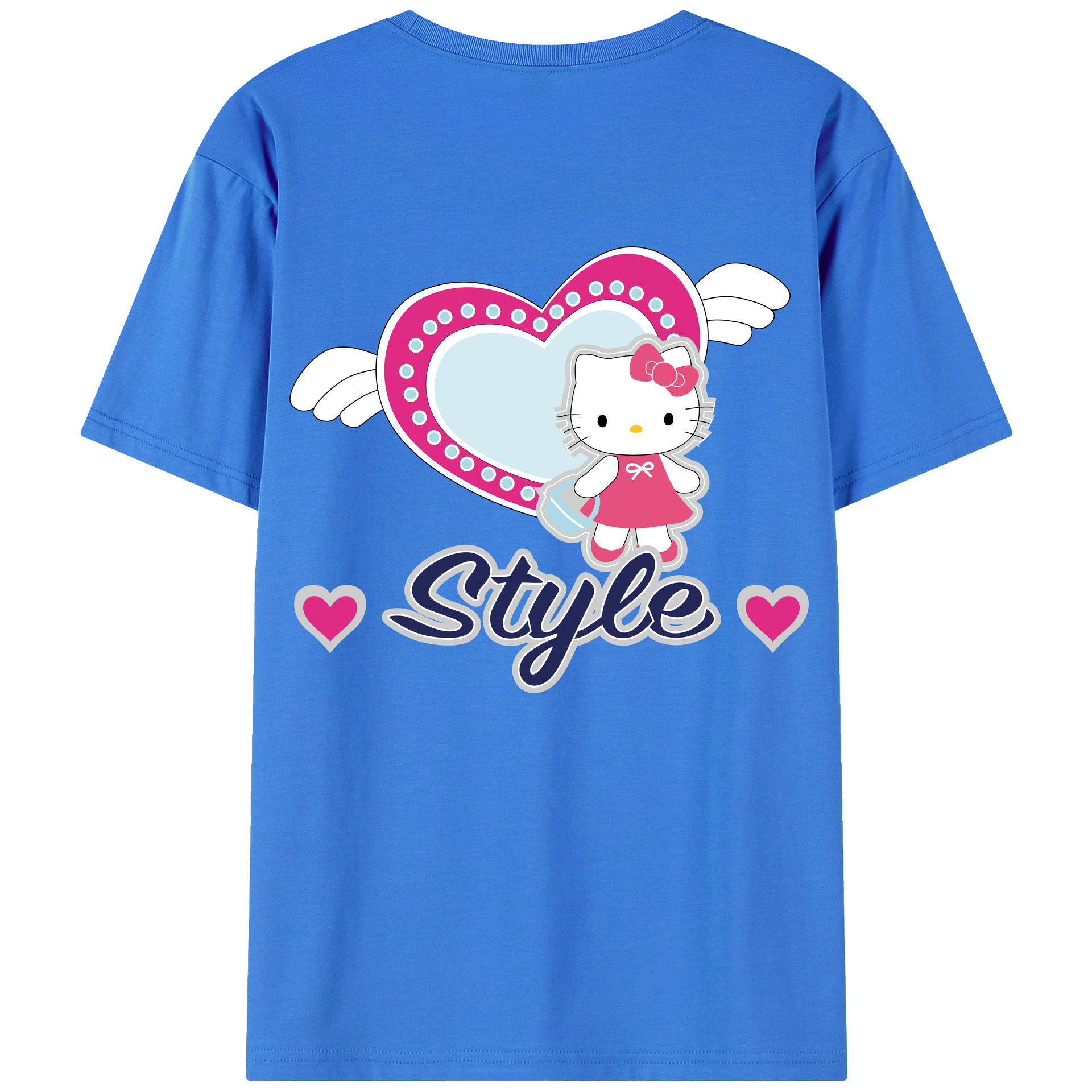 （画像用） Hello Kitty ハローキティ 綿100％ メンズ半袖Tシャツ（バックプリント） 通気性