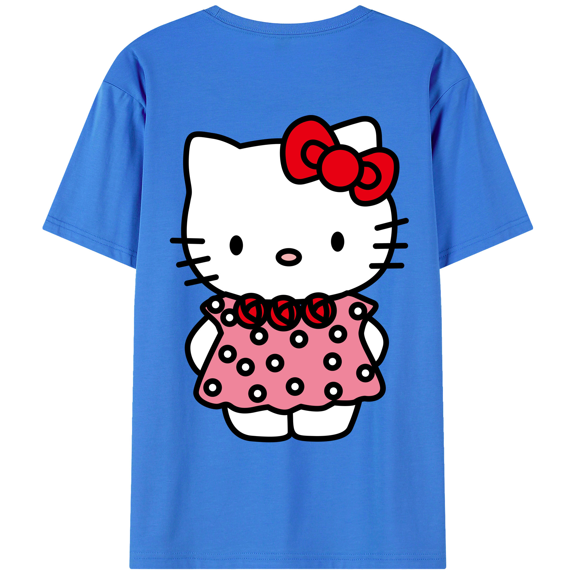 （画像用） Hello Kitty ハローキティ 綿100％ メンズ半袖Tシャツ（バックプリント） 通気性