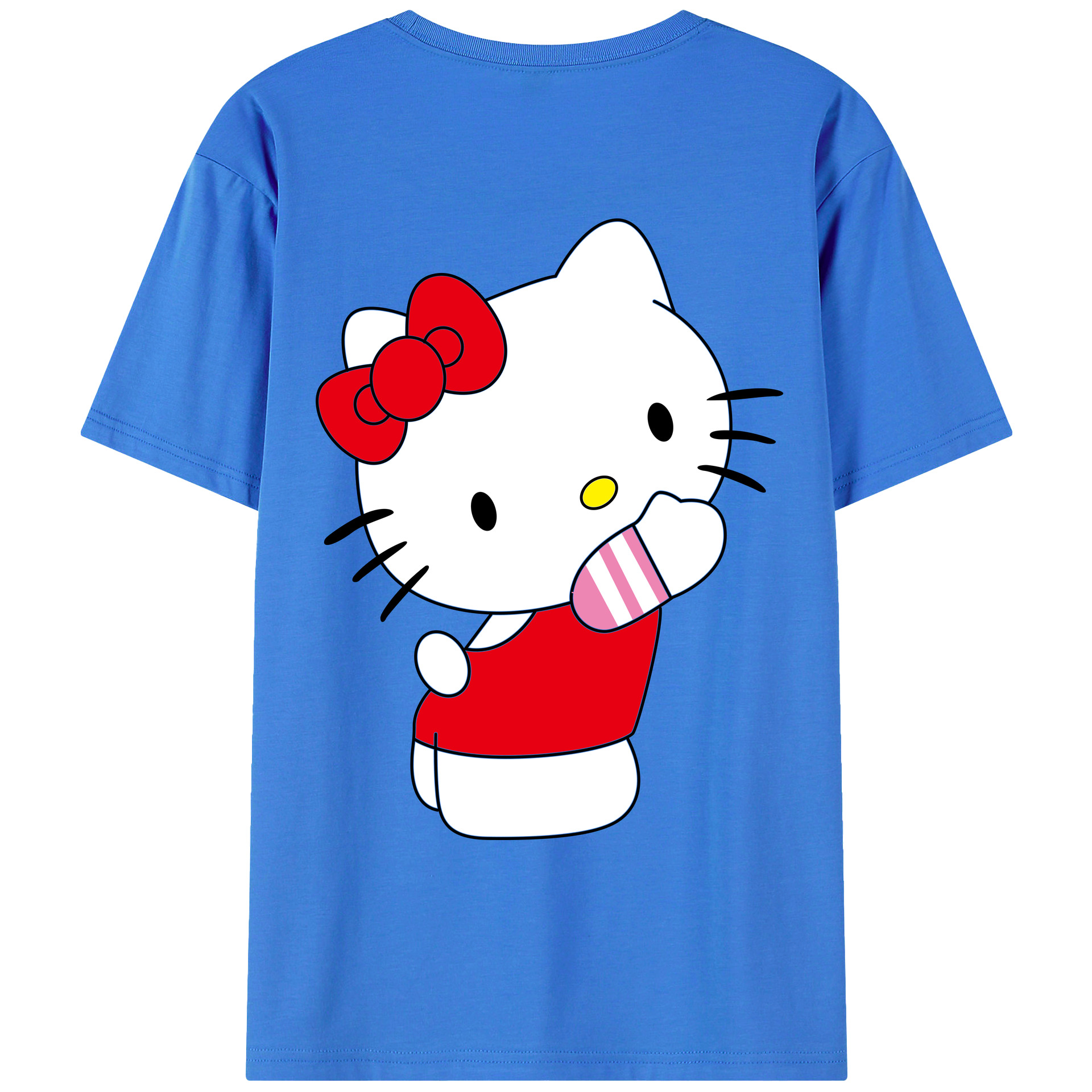 （画像用） Hello Kitty ハローキティ 綿100％ メンズ半袖Tシャツ（バックプリント） 通気性