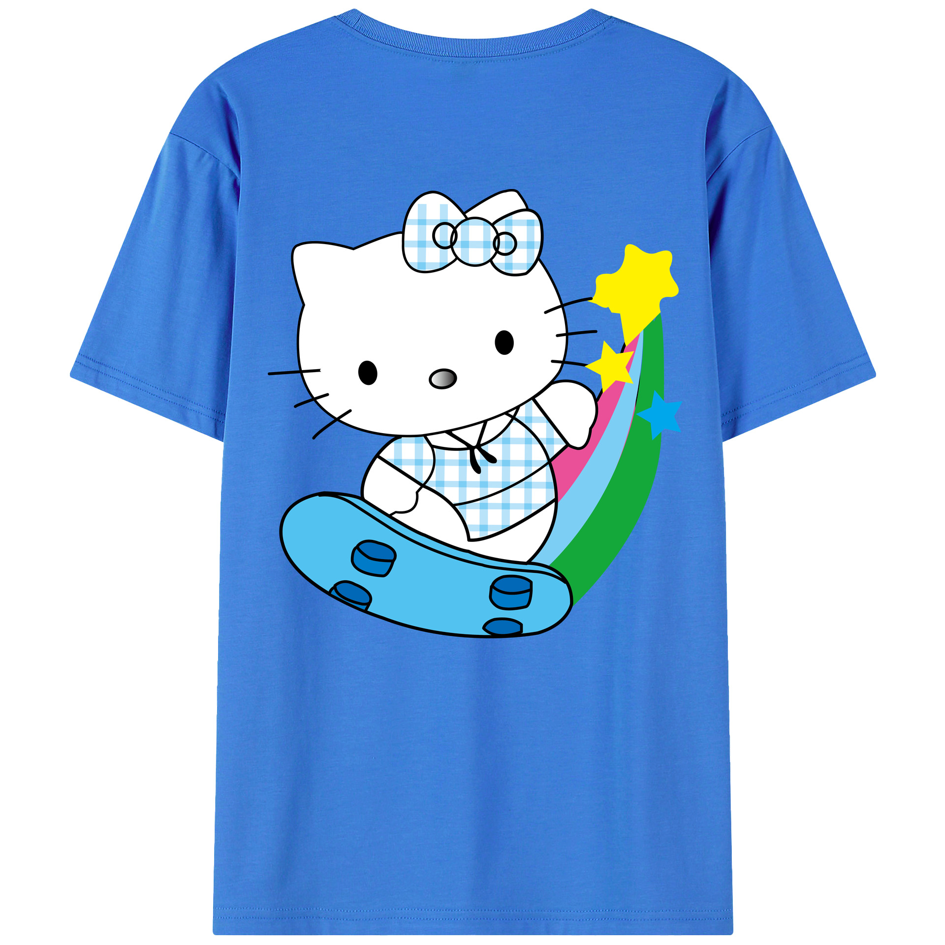 （画像用） Hello Kitty ハローキティ 綿100％ メンズ半袖Tシャツ（バックプリント） 通気性
