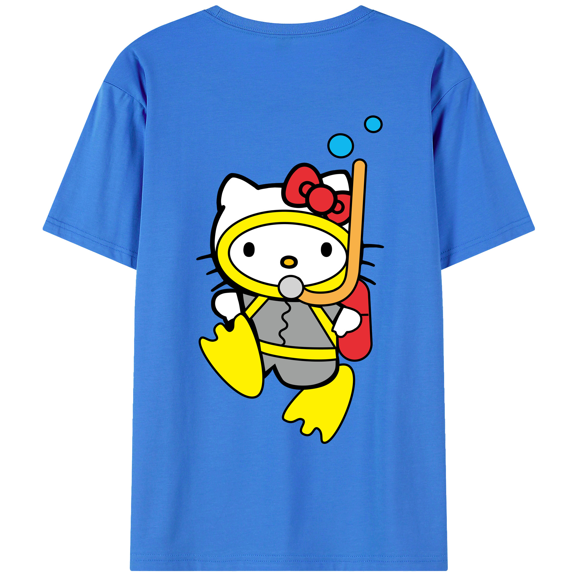 （画像用） Hello Kitty ハローキティ 綿100％ メンズ半袖Tシャツ（バックプリント） 通気性