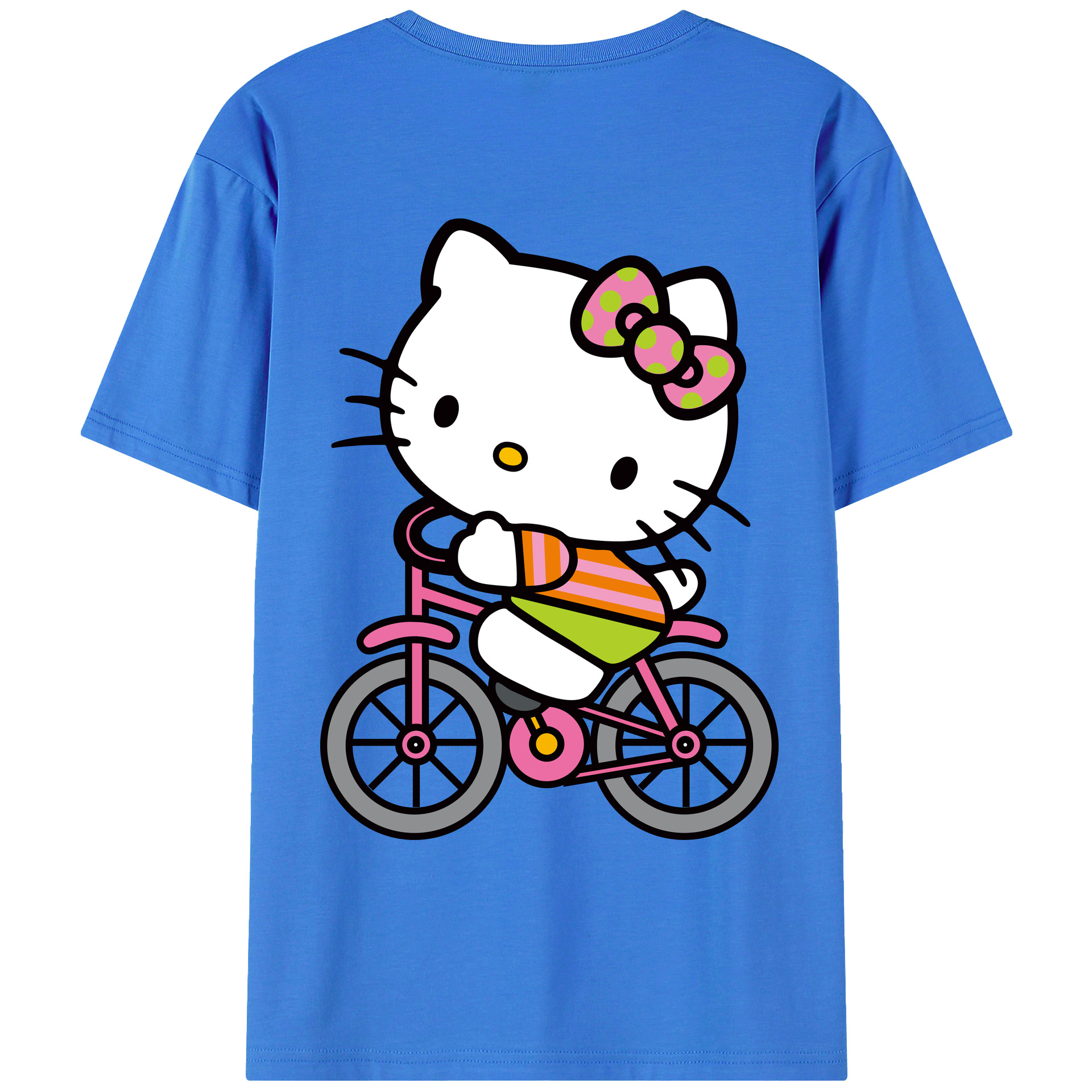 （画像用） Hello Kitty ハローキティ 綿100％ メンズ半袖Tシャツ（バックプリント） 通気性