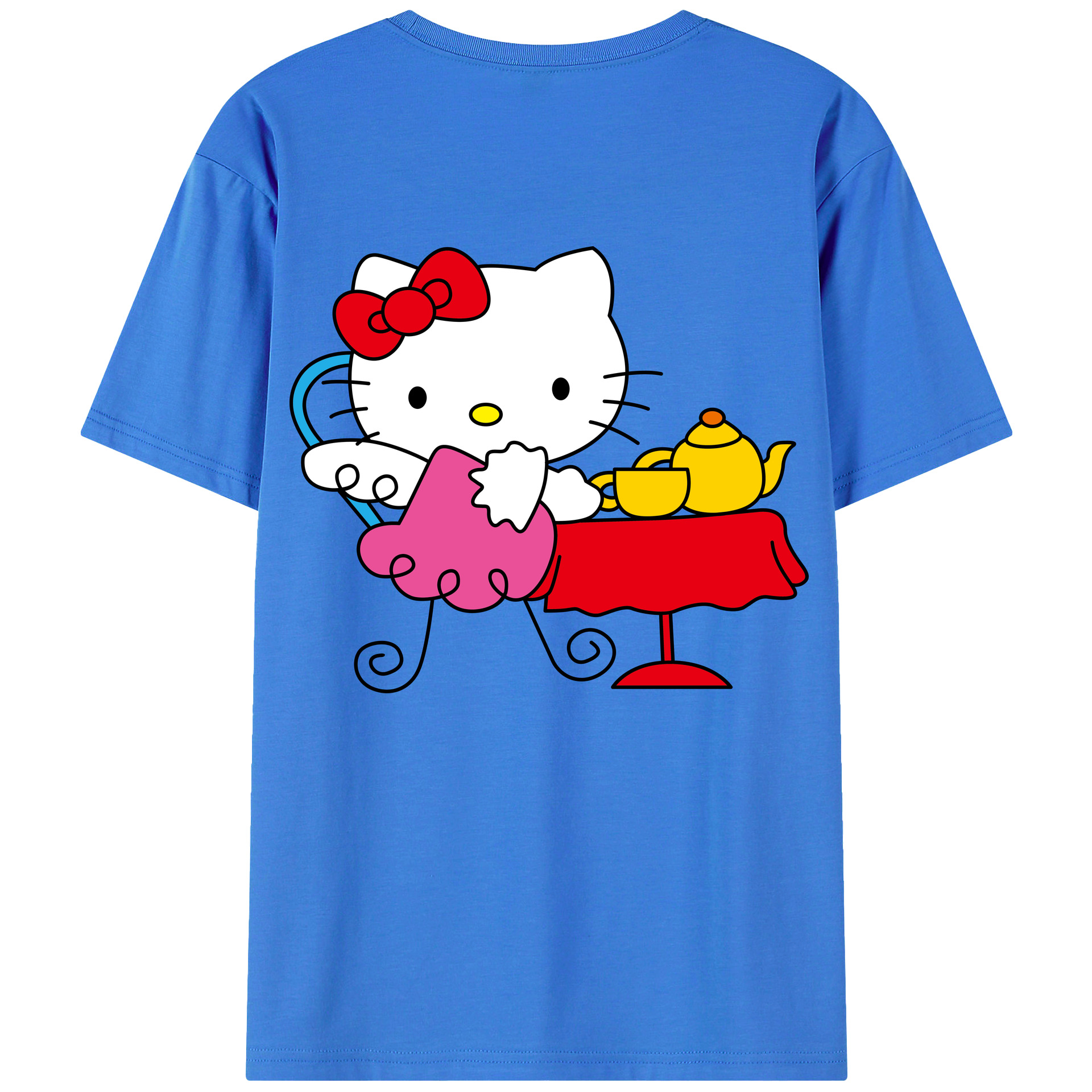 （画像用） Hello Kitty ハローキティ 綿100％ メンズ半袖Tシャツ（バックプリント） 通気性