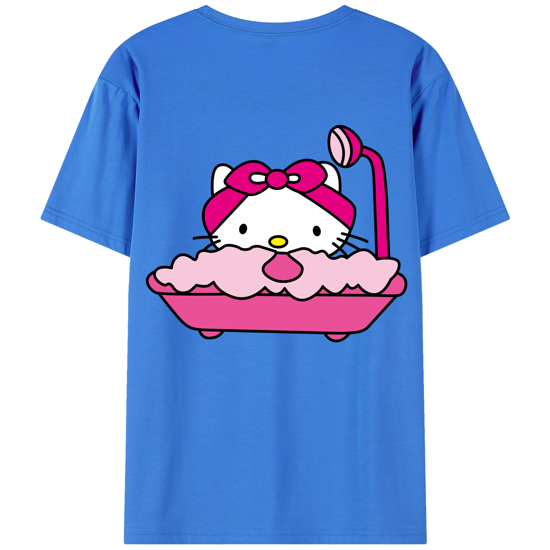 （画像用） Hello Kitty ハローキティ 綿100％ メンズ半袖Tシャツ（バックプリント） 通気性