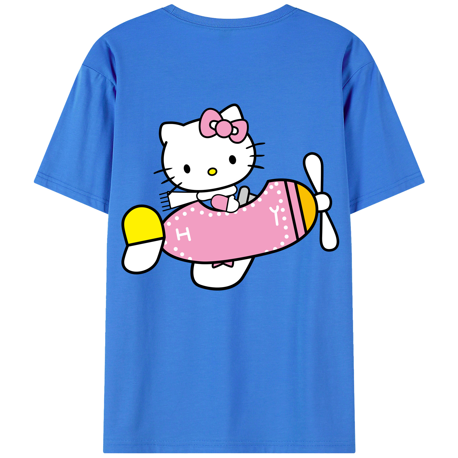 （画像用） Hello Kitty ハローキティ 綿100％ メンズ半袖Tシャツ（バックプリント） 通気性