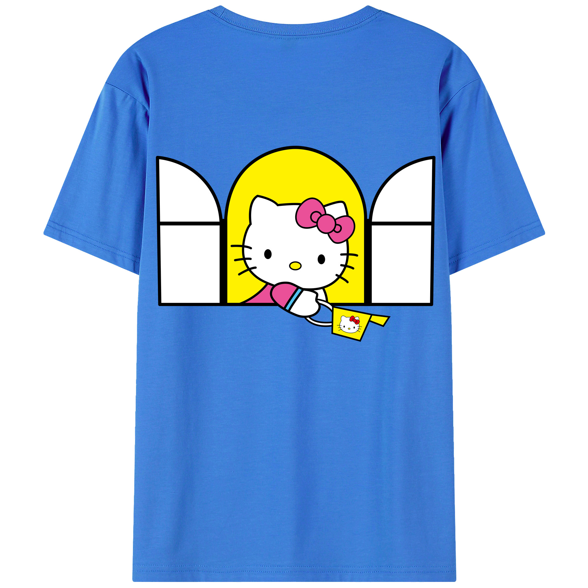 （画像用） Hello Kitty ハローキティ 綿100％ メンズ半袖Tシャツ（バックプリント） 通気性
