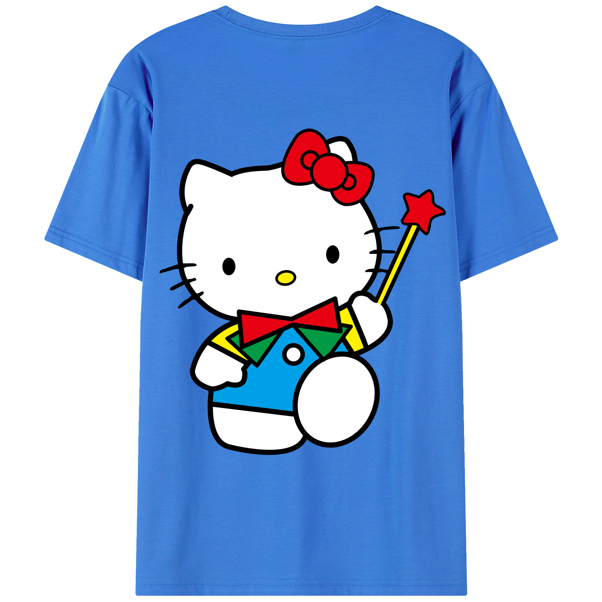 （画像用） Hello Kitty ハローキティ 綿100％ メンズ半袖Tシャツ（バックプリント） 通気性