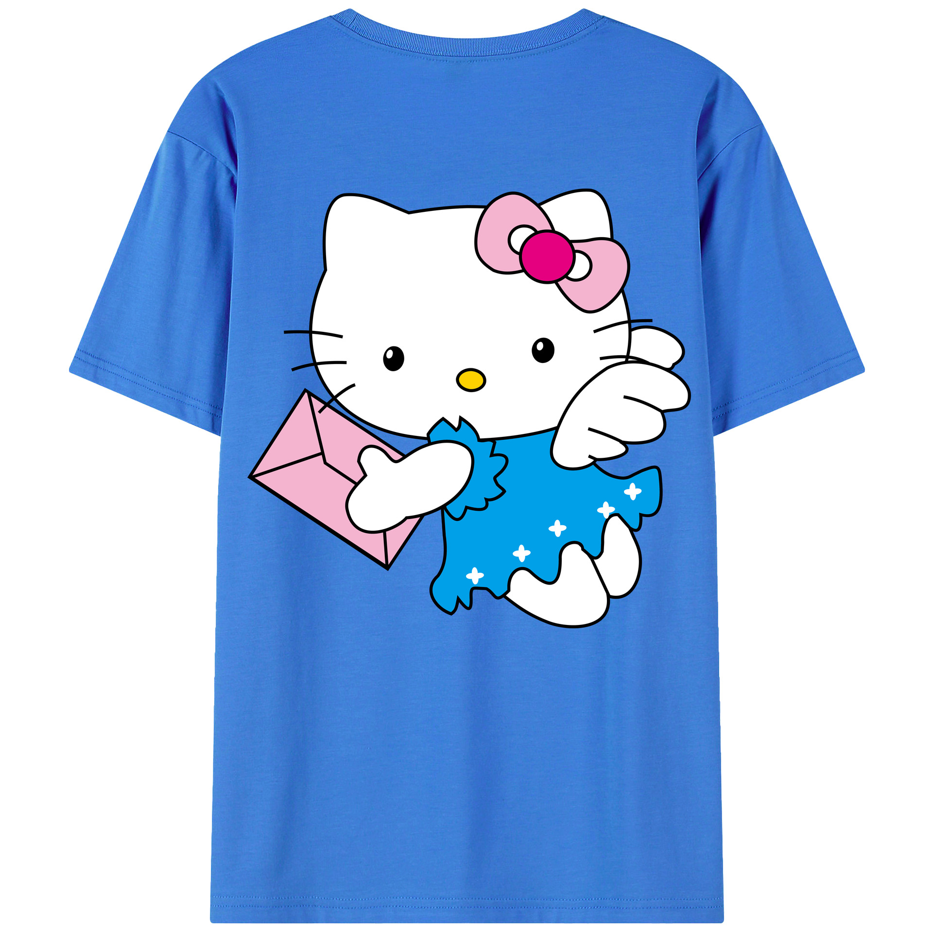 （画像用） Hello Kitty ハローキティ 綿100％ メンズ半袖Tシャツ（バックプリント） 通気性