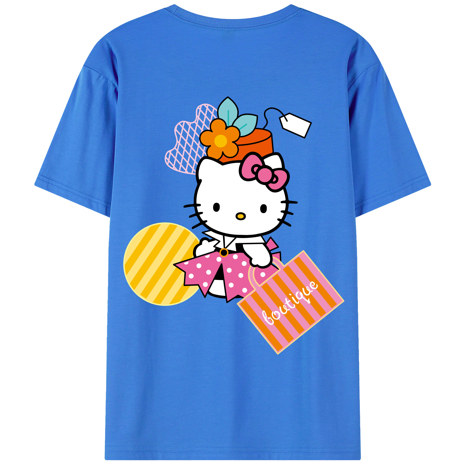 （画像用） Hello Kitty ハローキティ 綿100％ メンズ半袖Tシャツ（バックプリント） 通気性