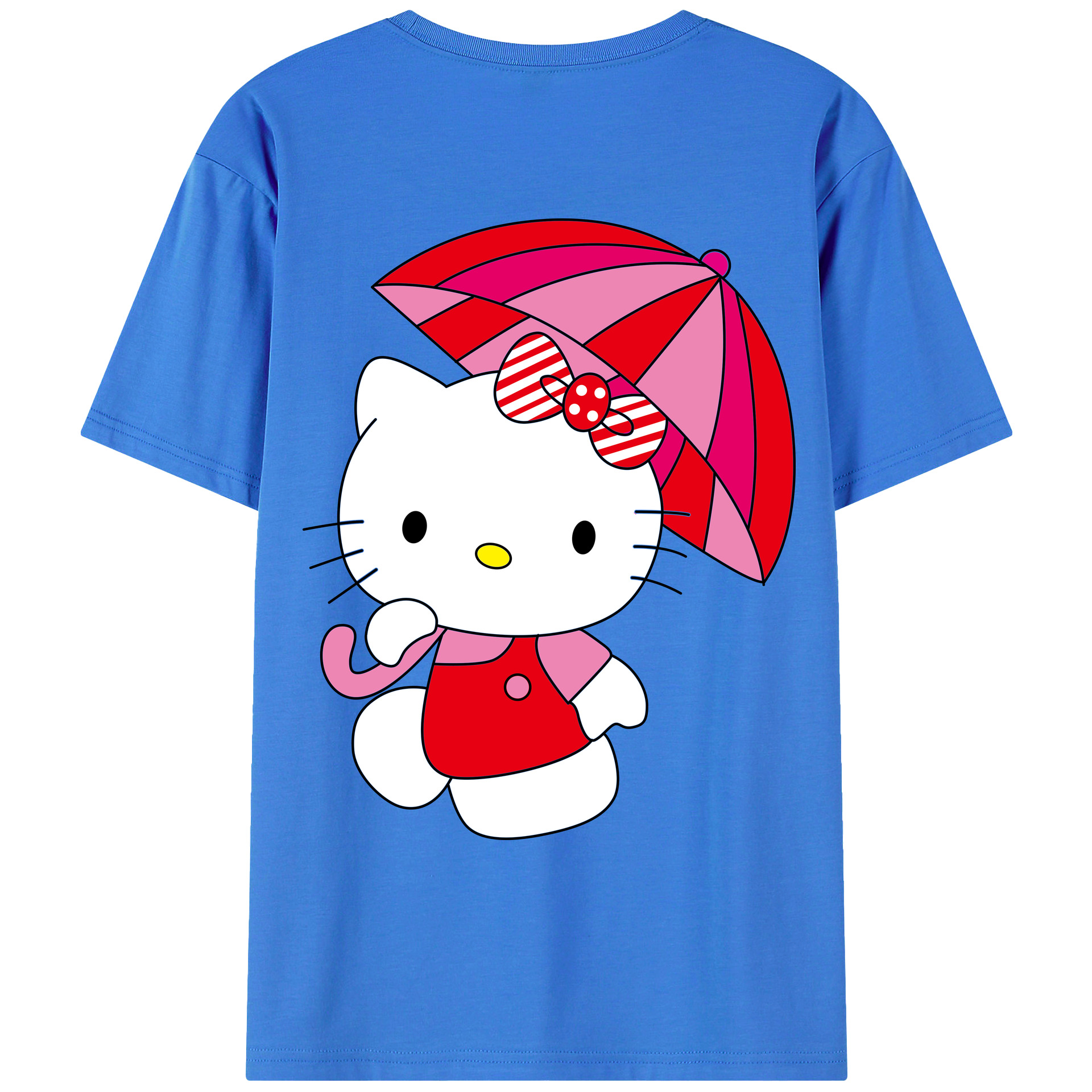 （画像用） Hello Kitty ハローキティ 綿100％ メンズ半袖Tシャツ（バックプリント） 通気性
