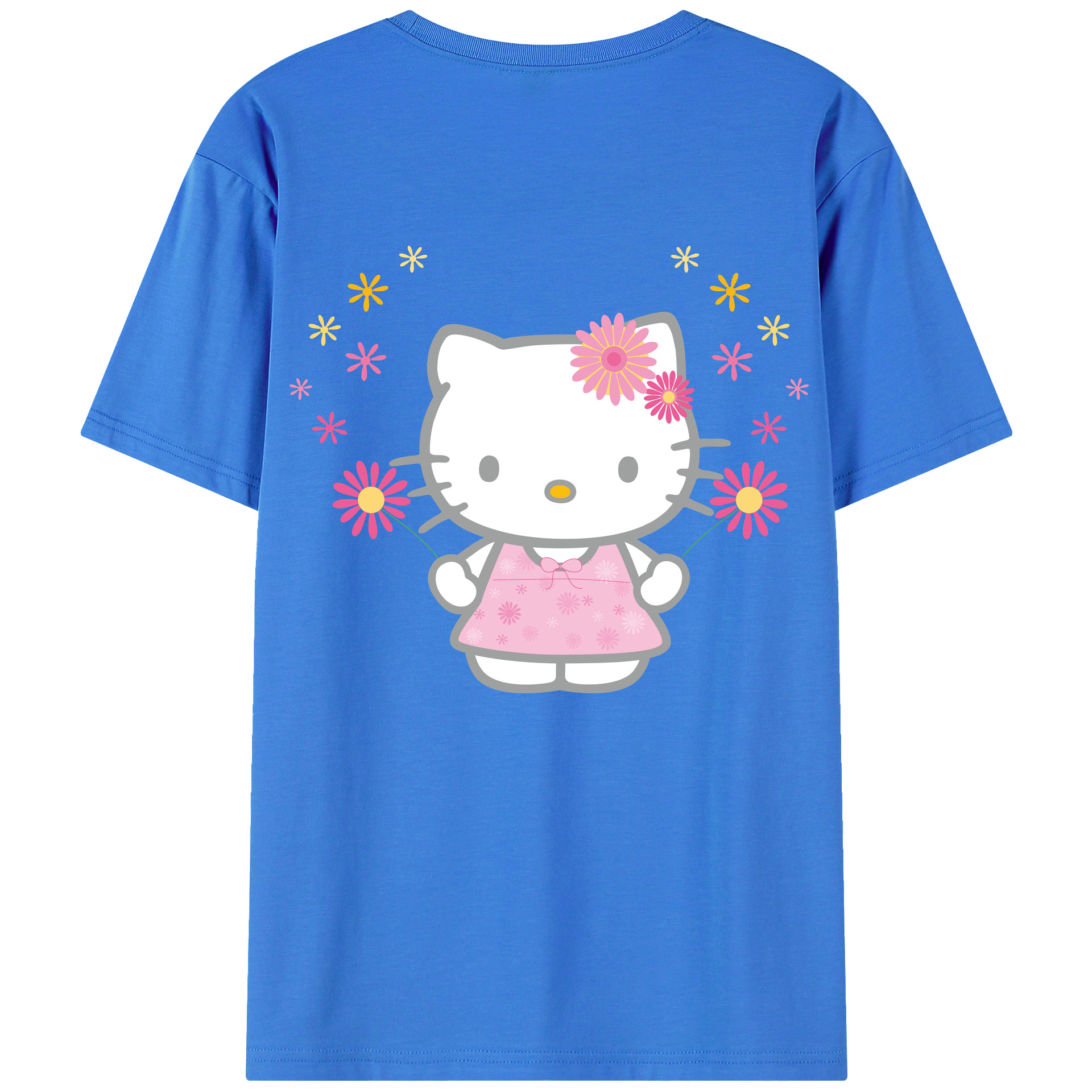 （画像用） Hello Kitty ハローキティ 綿100％ メンズ半袖Tシャツ（バックプリント） 通気性