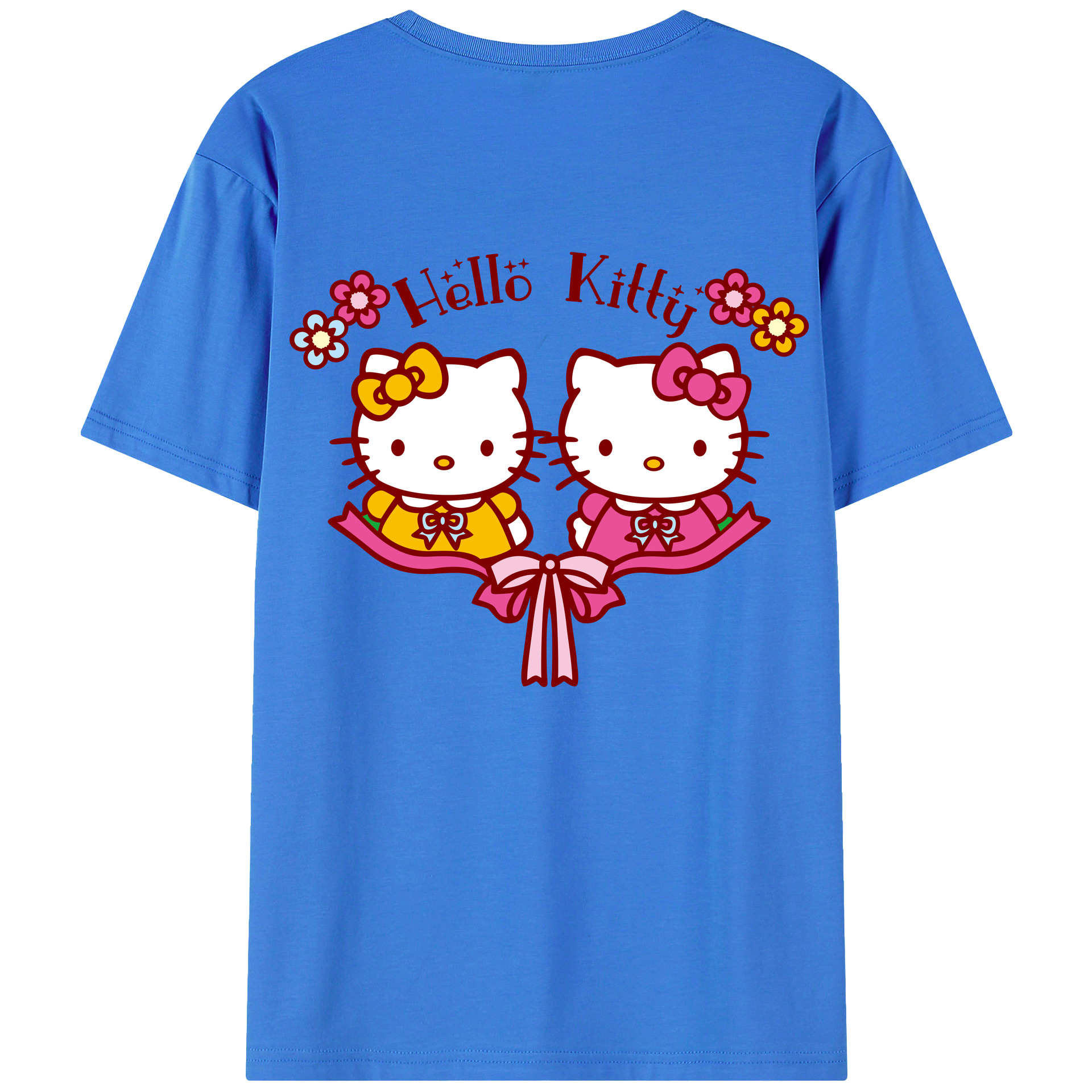 （画像用） Hello Kitty ハローキティ 綿100％ メンズ半袖Tシャツ（バックプリント） 通気性