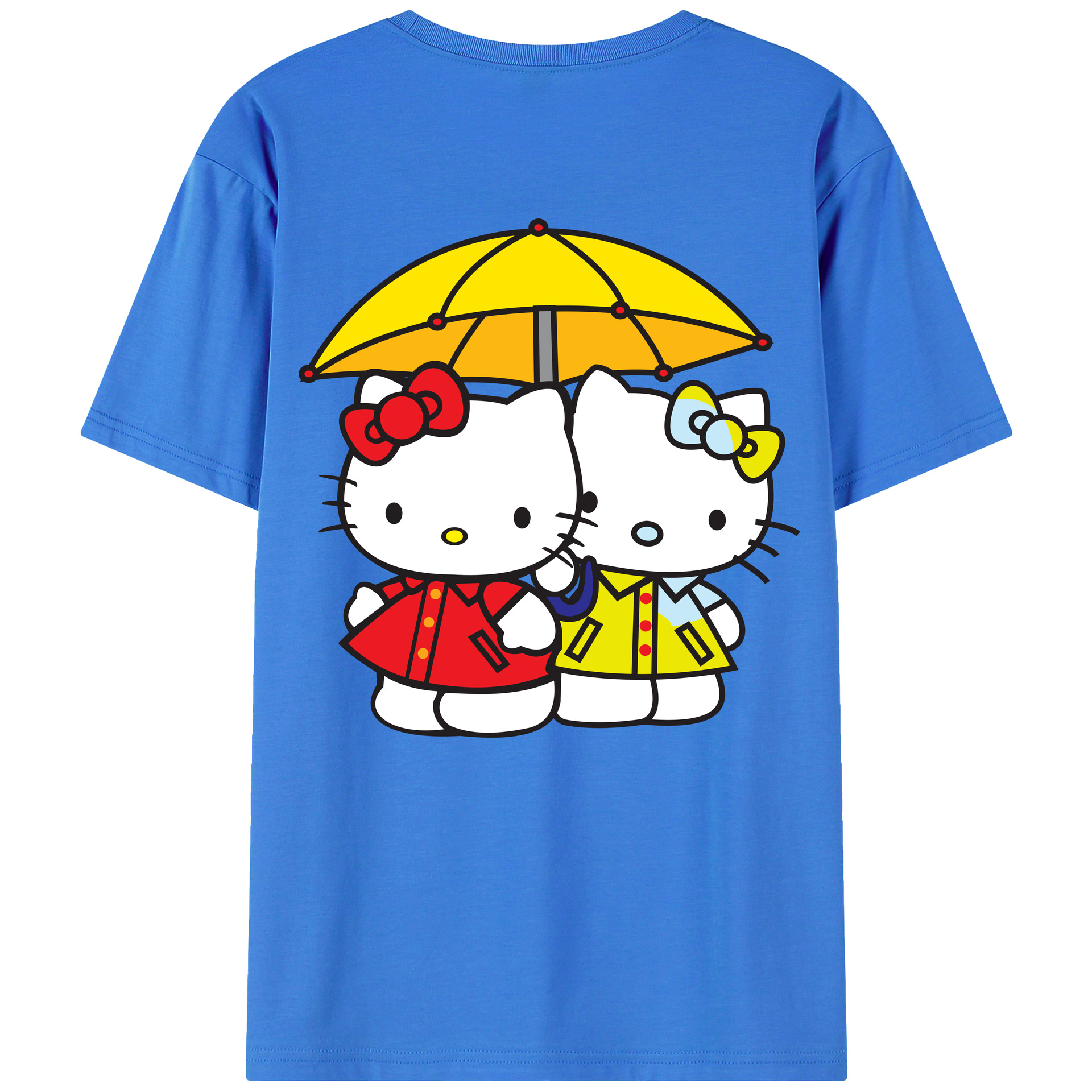 （画像用） Hello Kitty ハローキティ 綿100％ メンズ半袖Tシャツ（バックプリント） 通気性