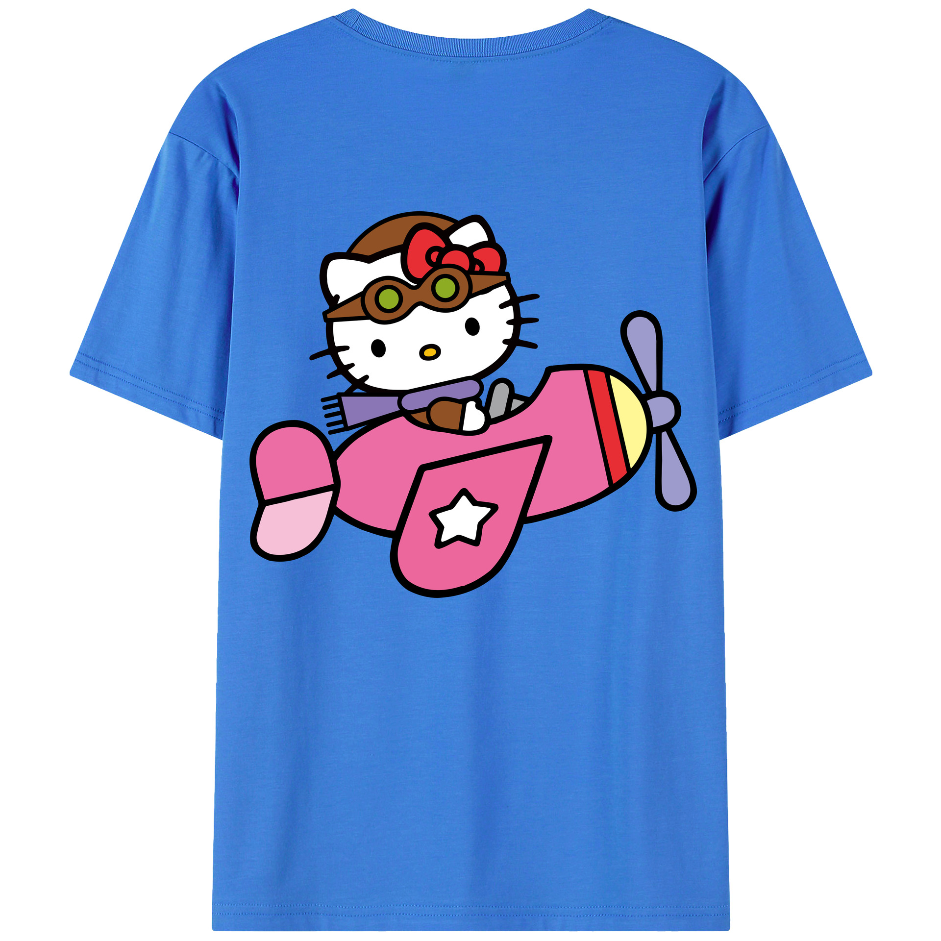 （画像用） Hello Kitty ハローキティ 綿100％ メンズ半袖Tシャツ（バックプリント） 通気性