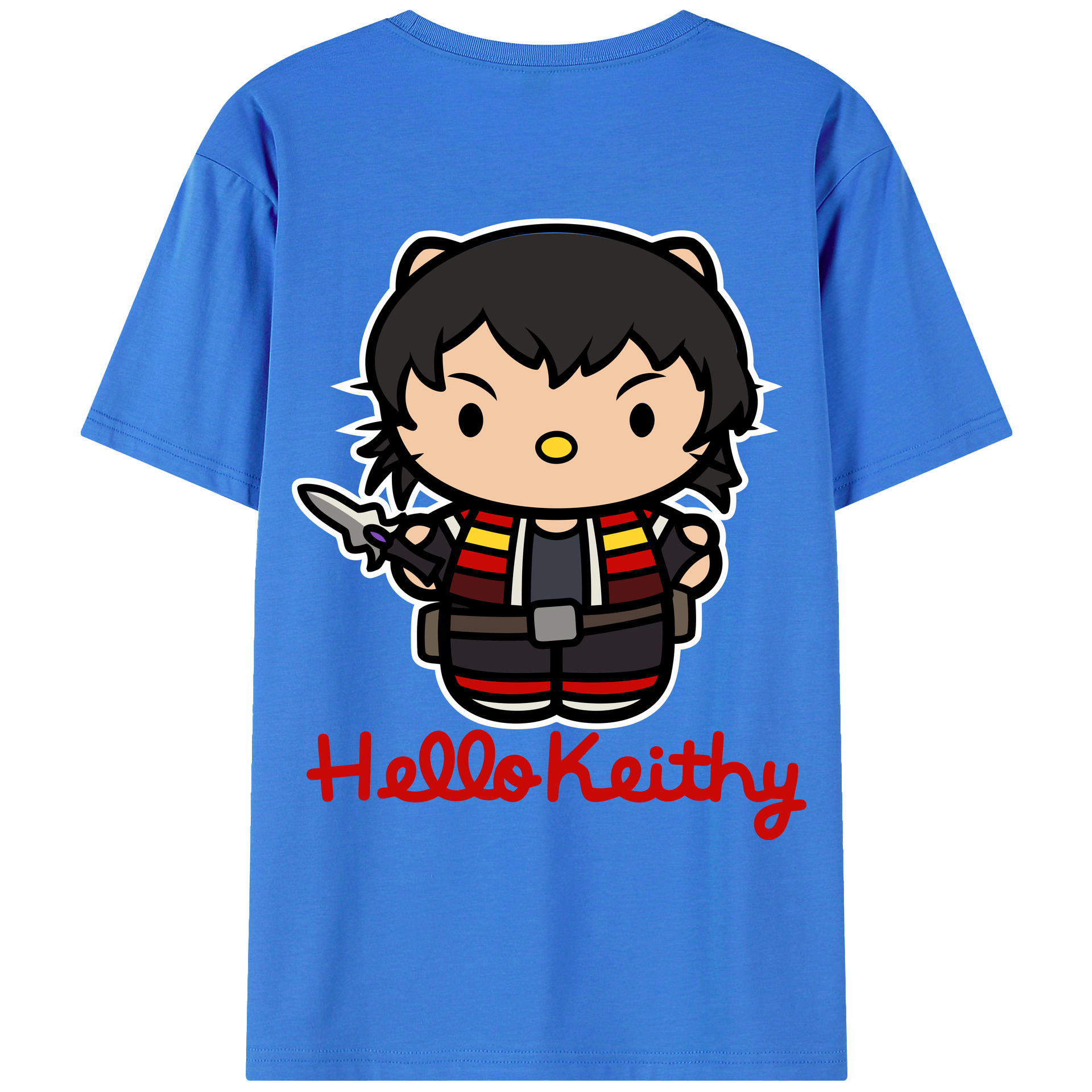 （画像用） Hello Kitty ハローキティ 綿100％ メンズ半袖Tシャツ（バックプリント） 通気性