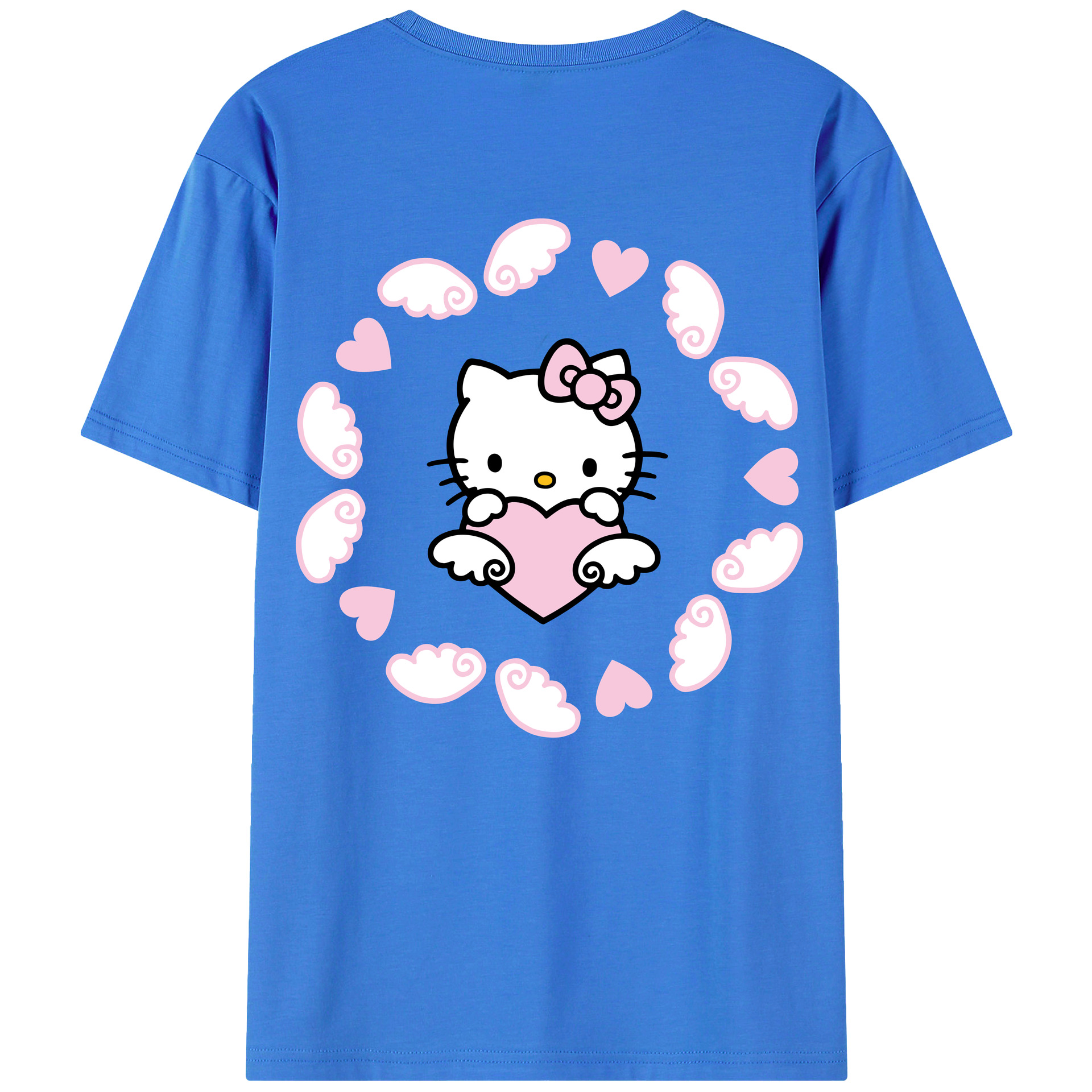（画像用） Hello Kitty ハローキティ 綿100％ メンズ半袖Tシャツ（バックプリント） 通気性