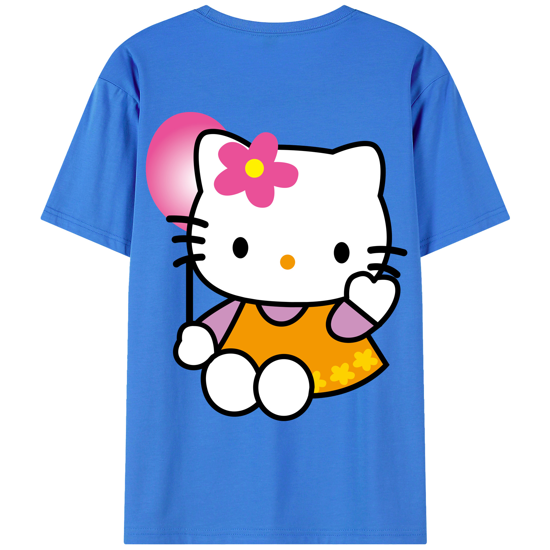 （画像用） Hello Kitty ハローキティ 綿100％ メンズ半袖Tシャツ（バックプリント） 通気性