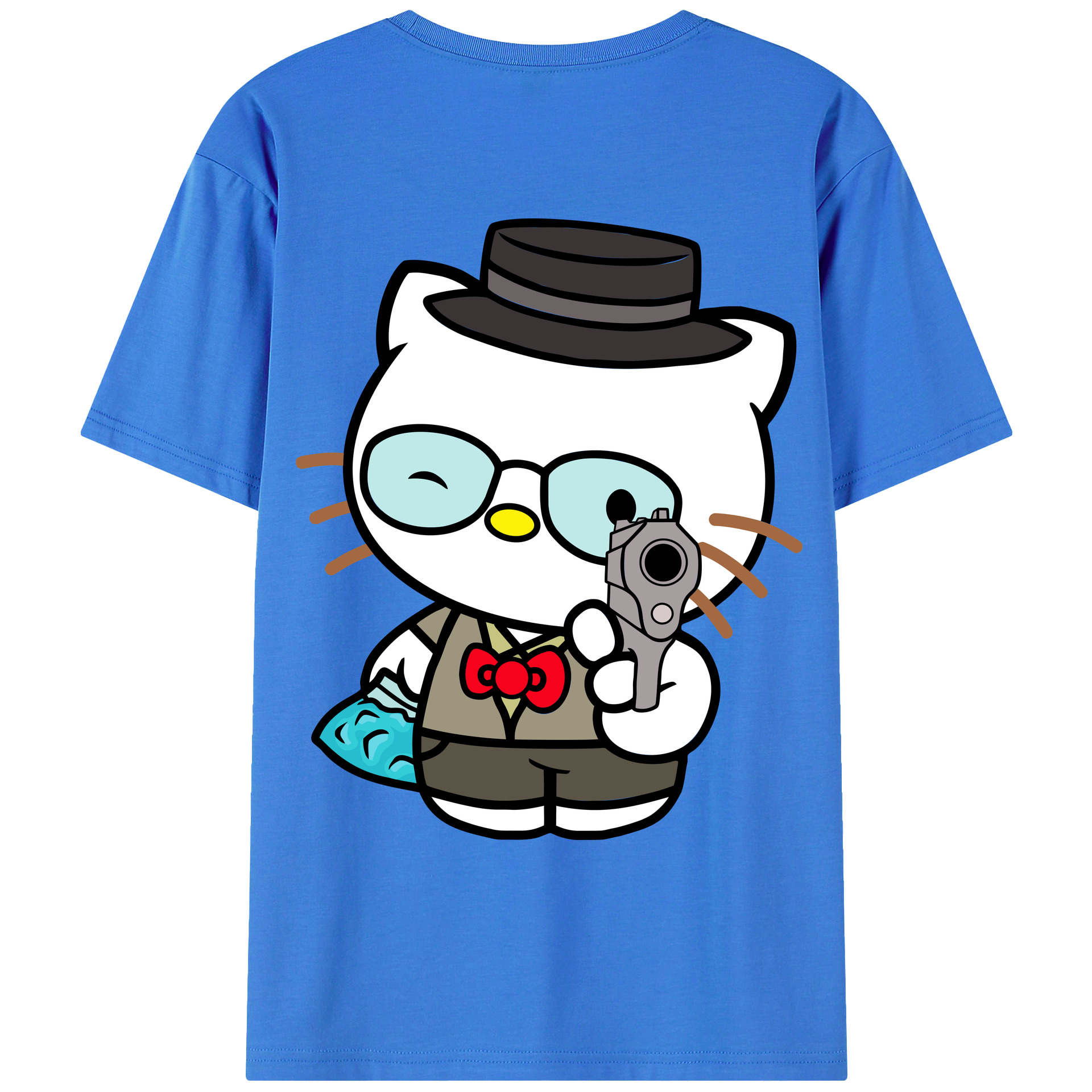 （画像用） Hello Kitty ハローキティ 綿100％ メンズ半袖Tシャツ（バックプリント） 通気性