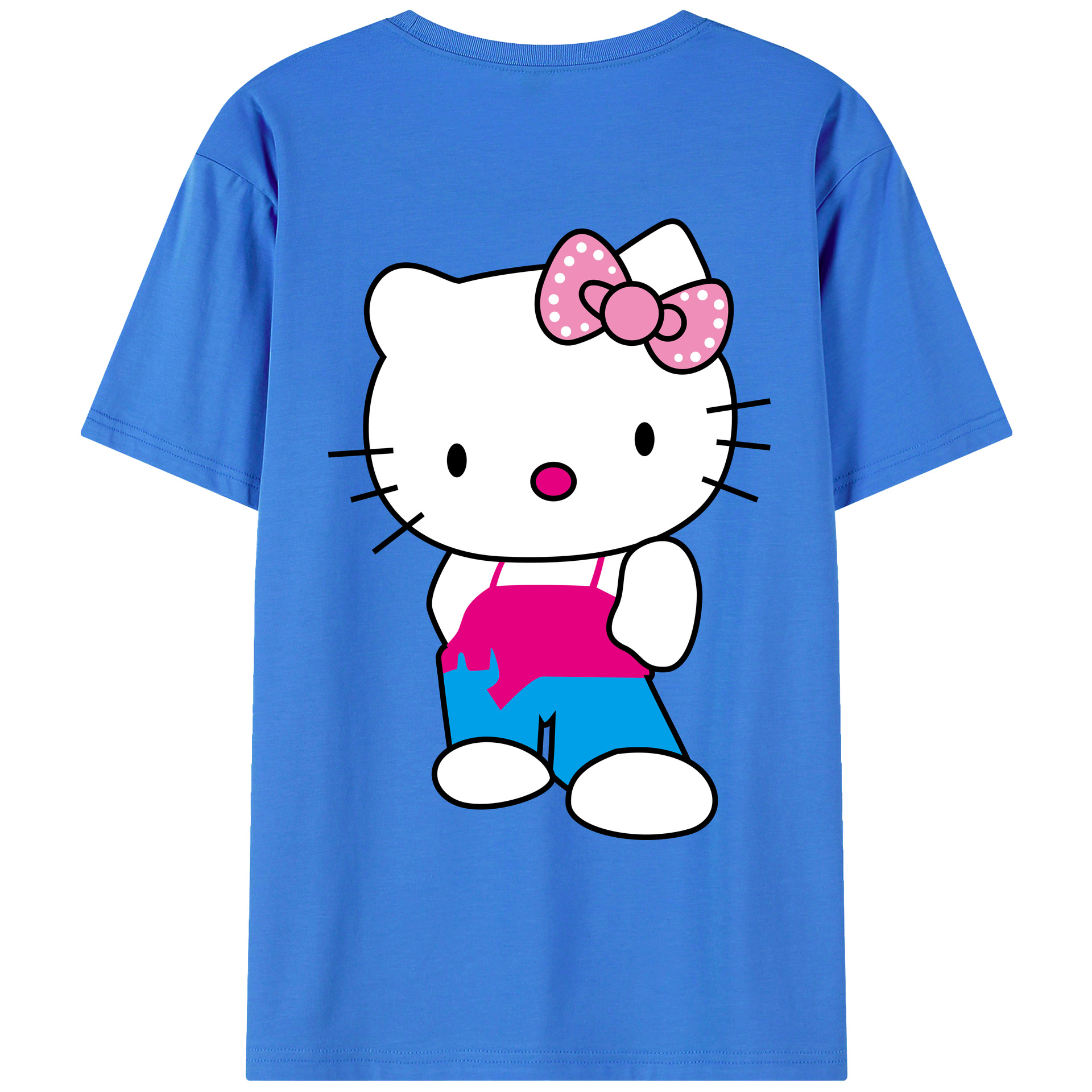 （画像用） Hello Kitty ハローキティ 綿100％ メンズ半袖Tシャツ（バックプリント） 通気性