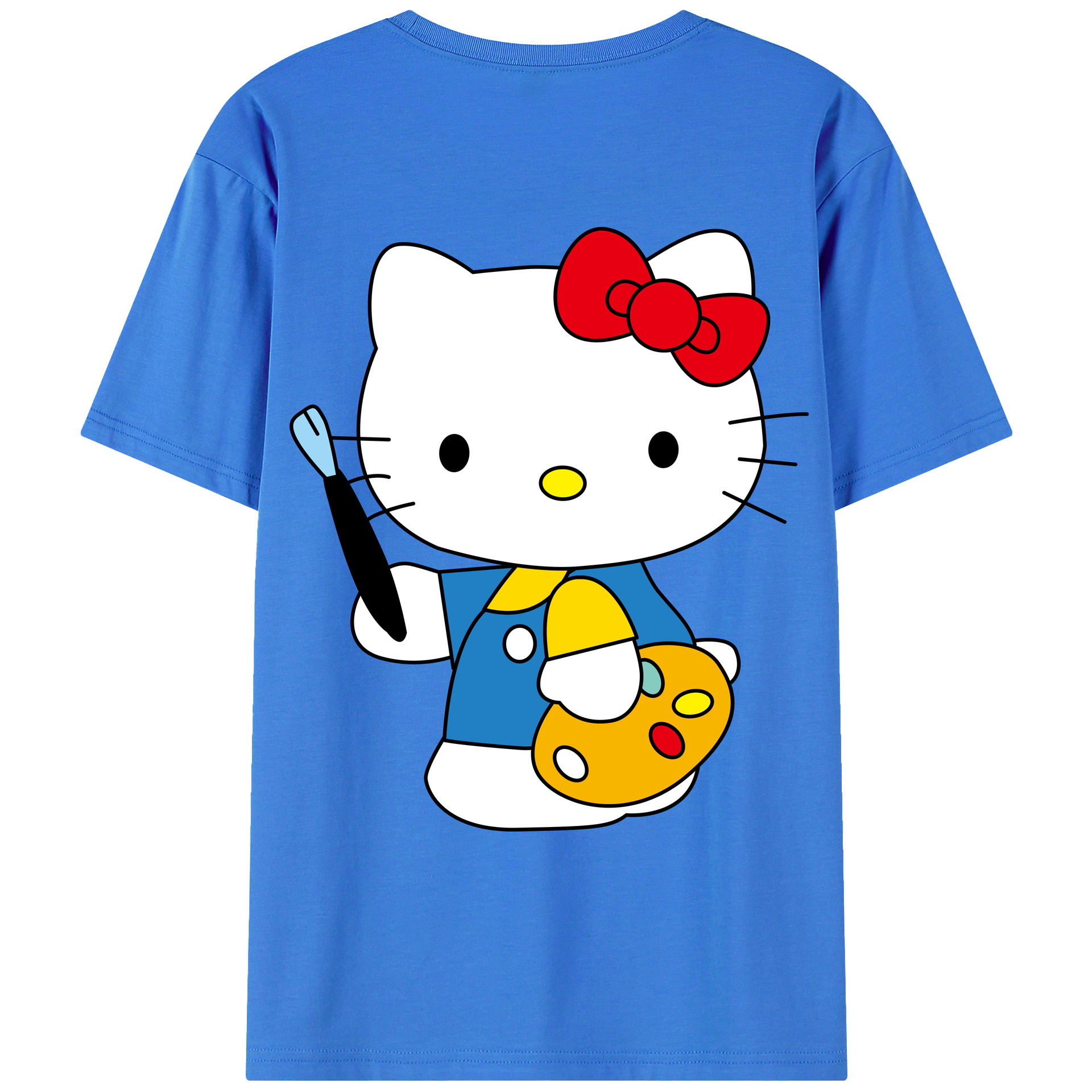 （画像用） Hello Kitty ハローキティ 綿100％ メンズ半袖Tシャツ（バックプリント） 通気性