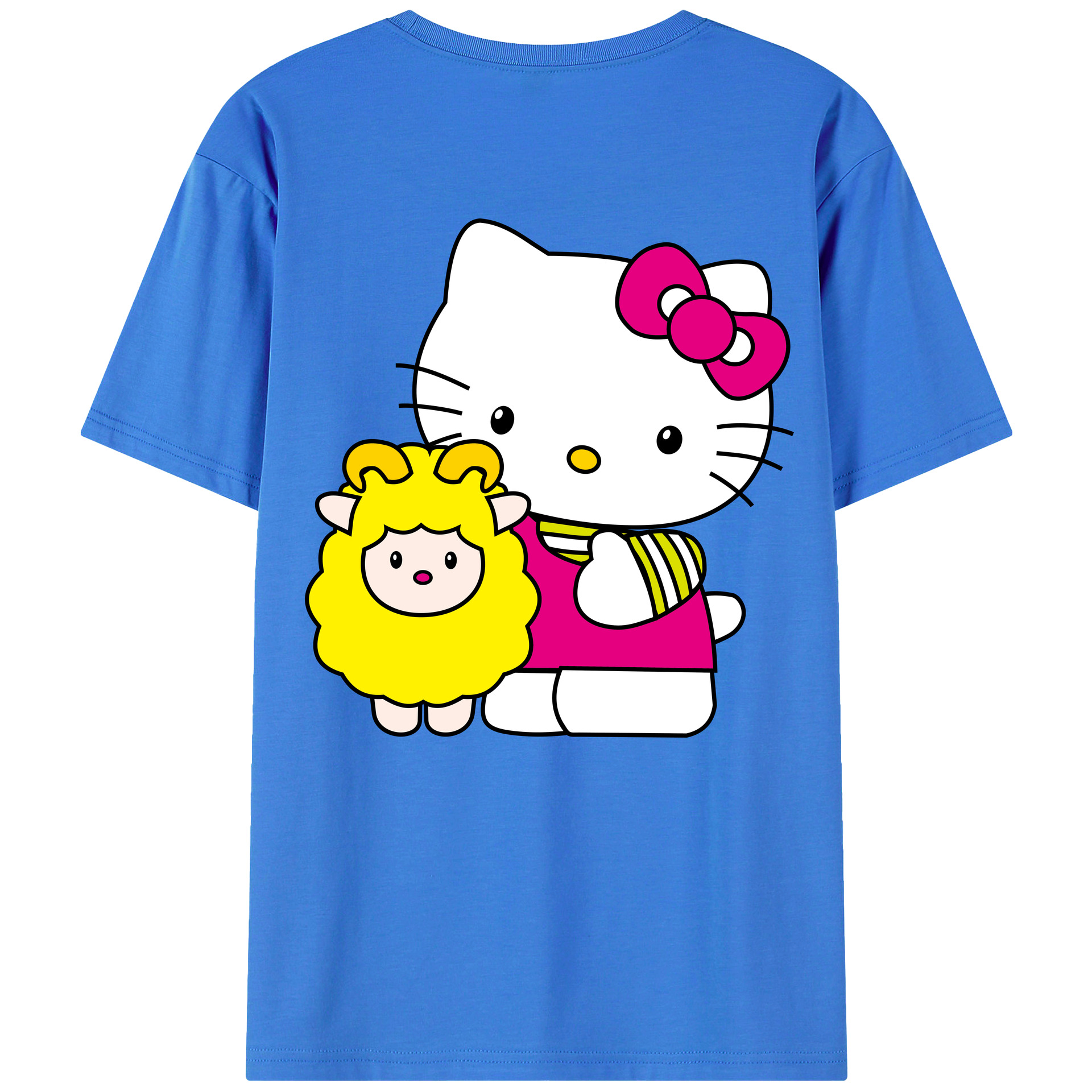 （画像用） Hello Kitty ハローキティ 綿100％ メンズ半袖Tシャツ（バックプリント） 通気性
