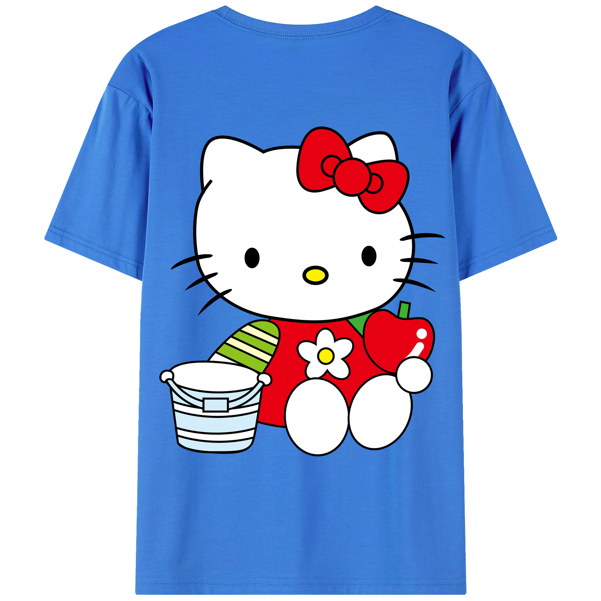 （画像用） Hello Kitty ハローキティ 綿100％ メンズ半袖Tシャツ（バックプリント） 通気性