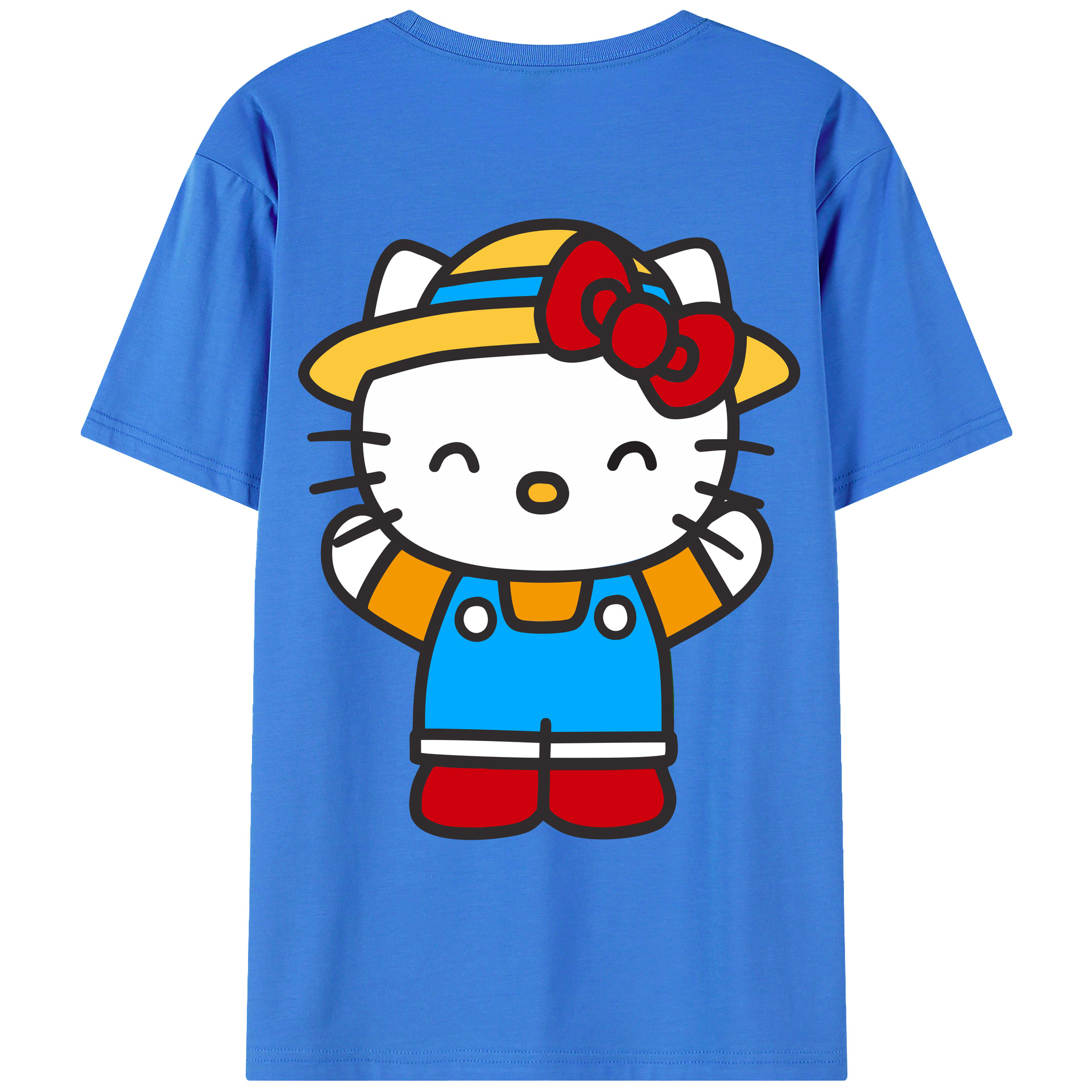 （画像用） Hello Kitty ハローキティ 綿100％ メンズ半袖Tシャツ（バックプリント） 通気性
