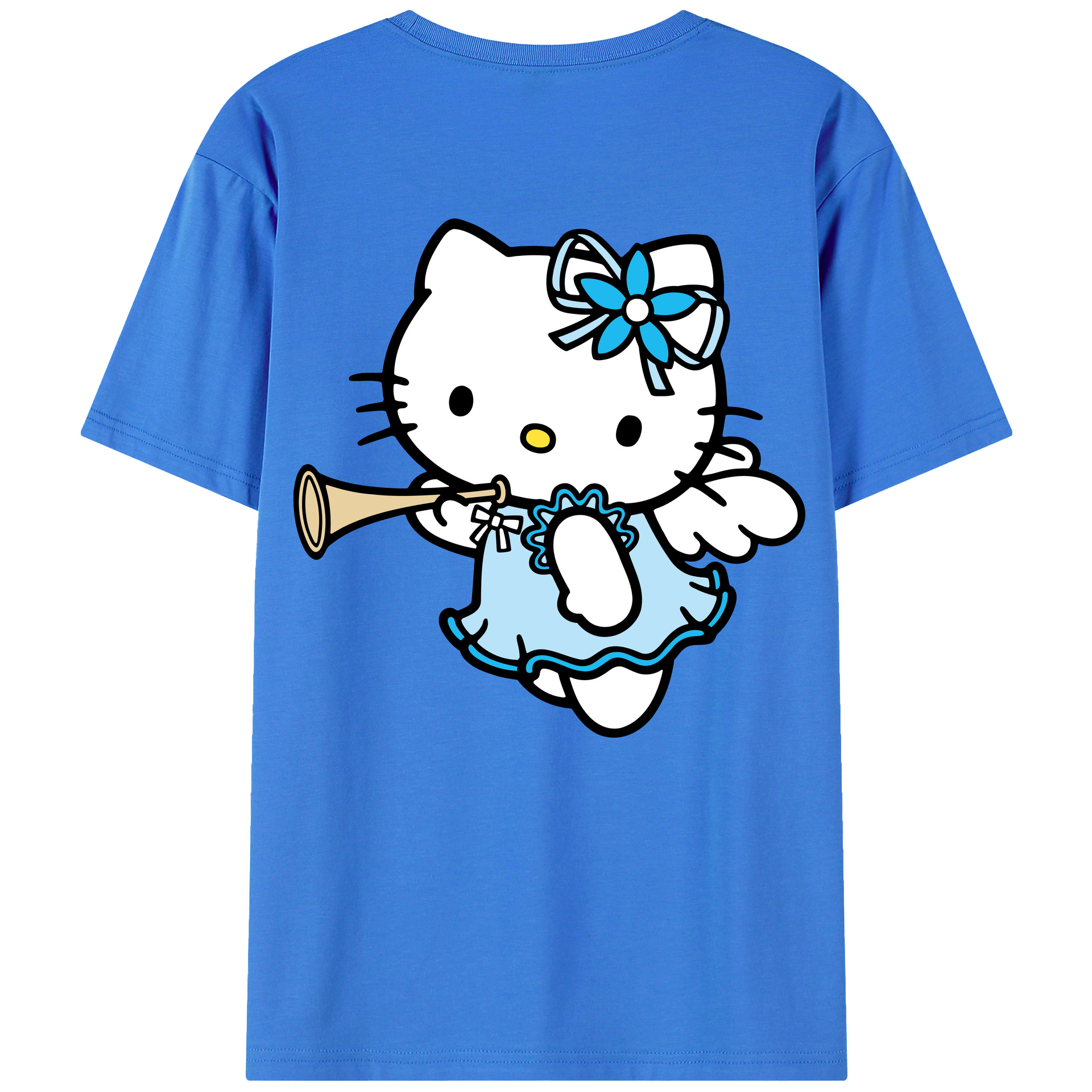 （画像用） Hello Kitty ハローキティ 綿100％ メンズ半袖Tシャツ（バックプリント） 通気性