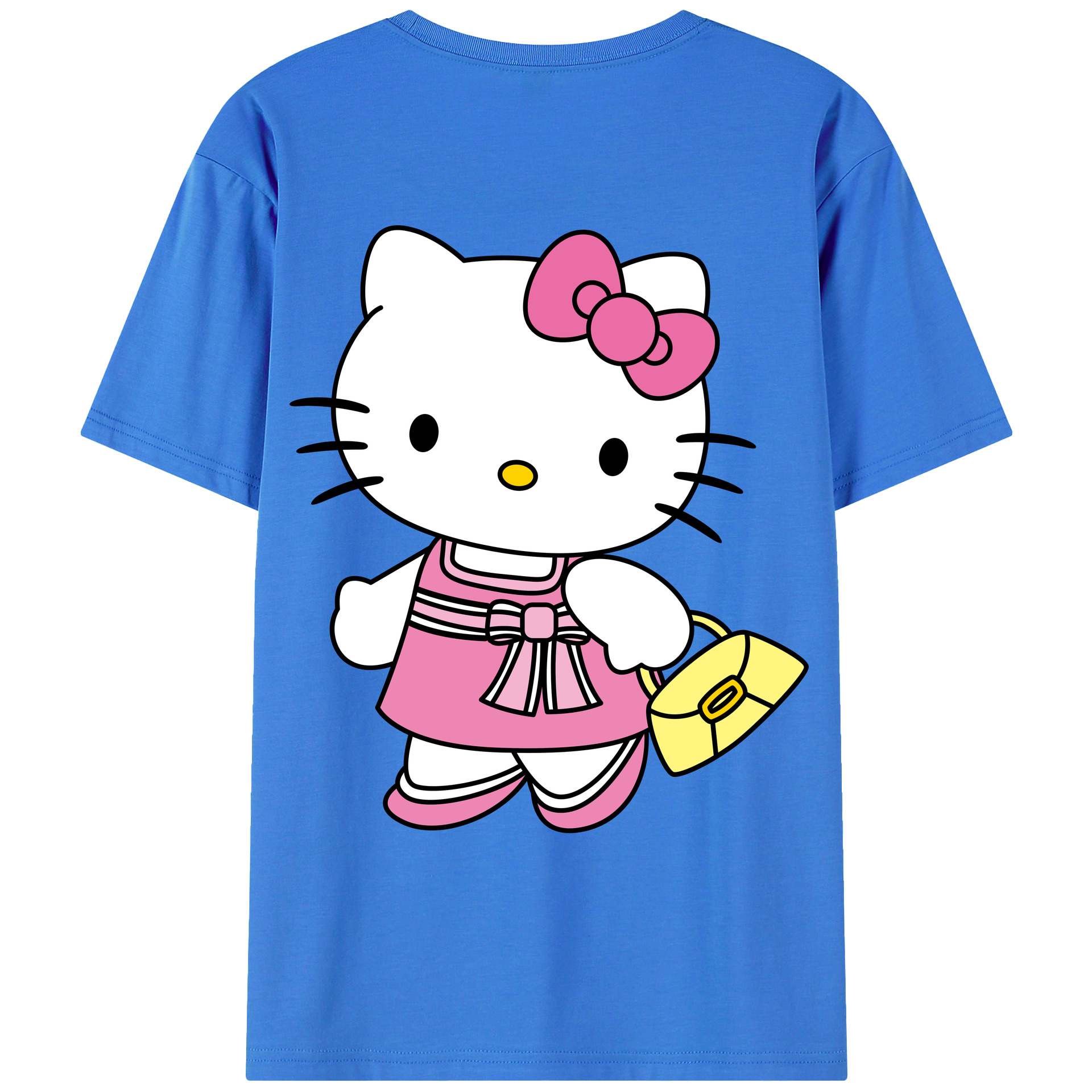 （画像用） Hello Kitty ハローキティ 綿100％ メンズ半袖Tシャツ（バックプリント） 通気性