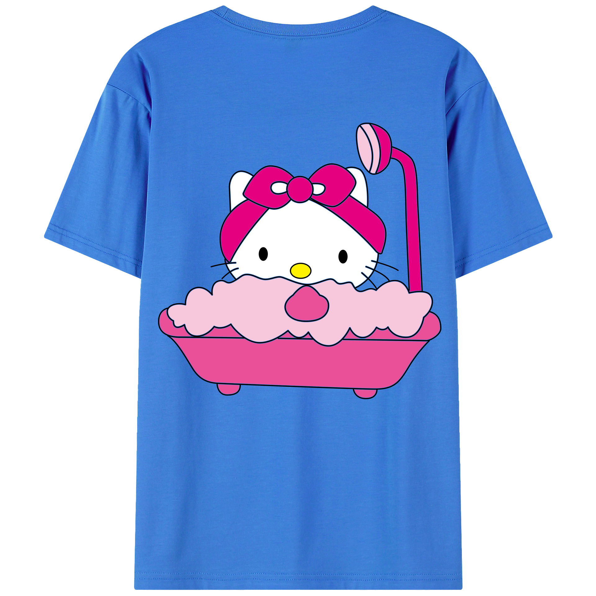 （画像用） Hello Kitty ハローキティ 綿100％ メンズ半袖Tシャツ（バックプリント） 通気性