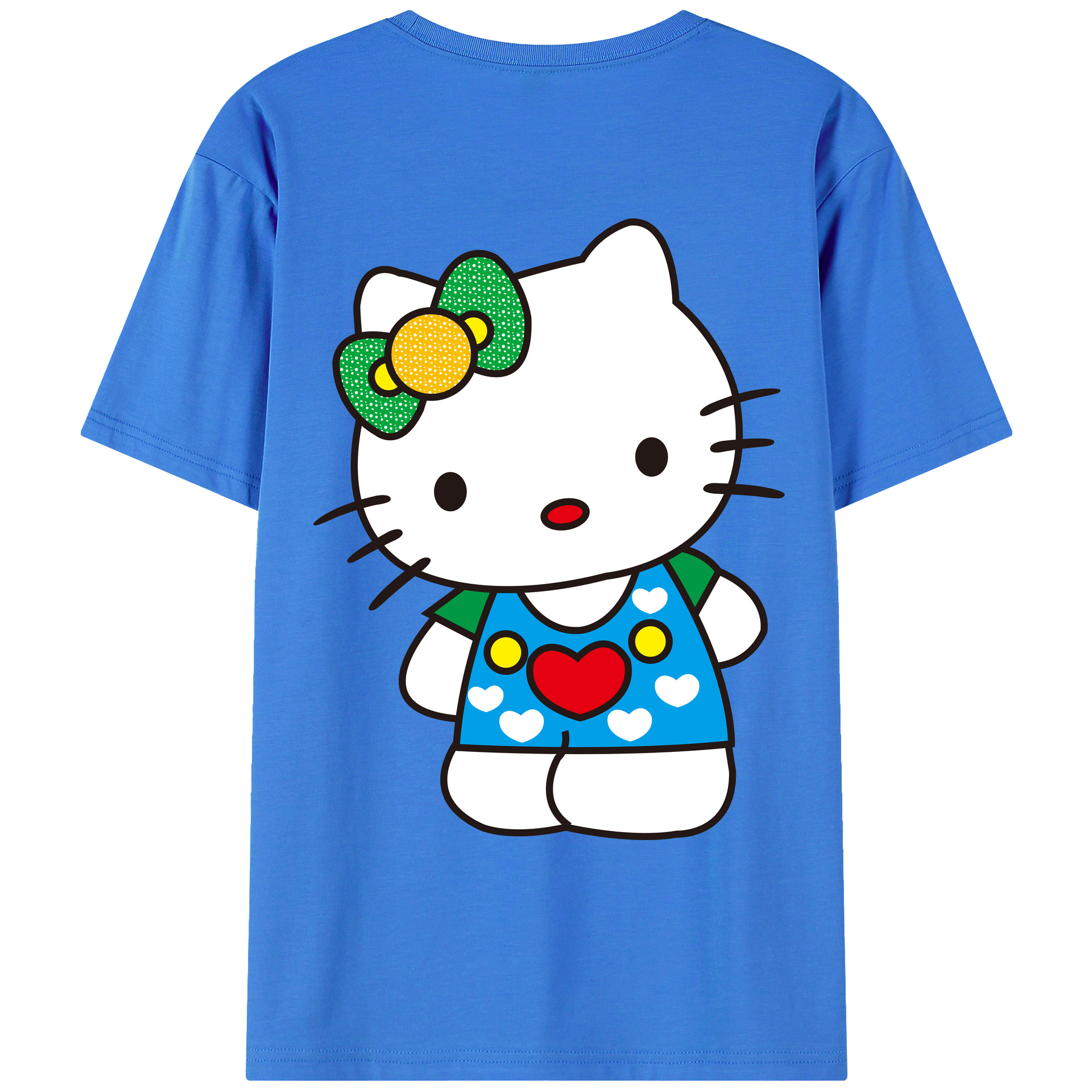 （画像用） Hello Kitty ハローキティ 綿100％ メンズ半袖Tシャツ（バックプリント） 通気性