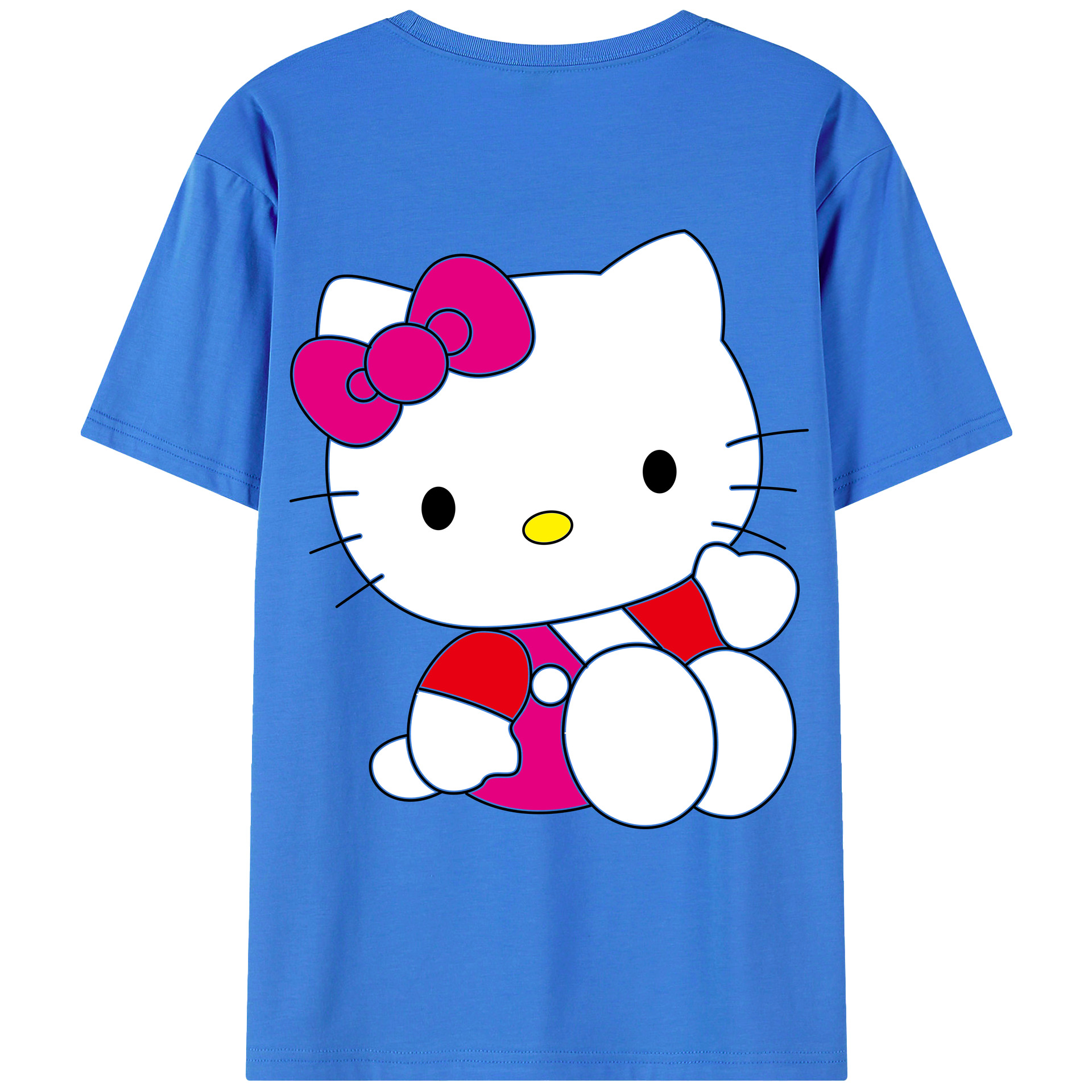 （画像用） Hello Kitty ハローキティ 綿100％ メンズ半袖Tシャツ（バックプリント） 通気性