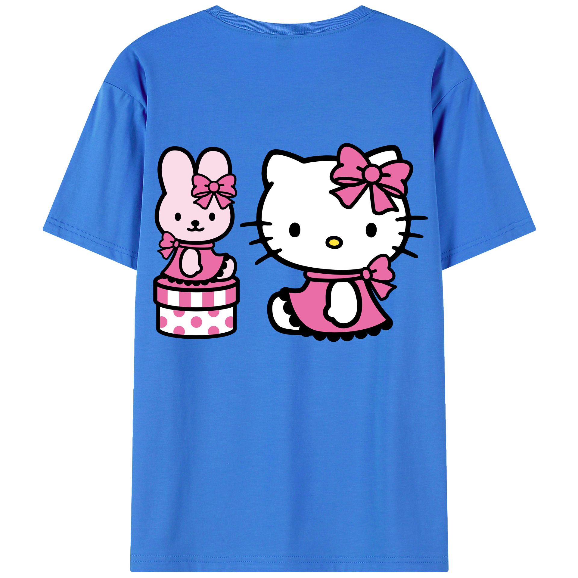 （画像用） Hello Kitty ハローキティ 綿100％ メンズ半袖Tシャツ（バックプリント） 通気性