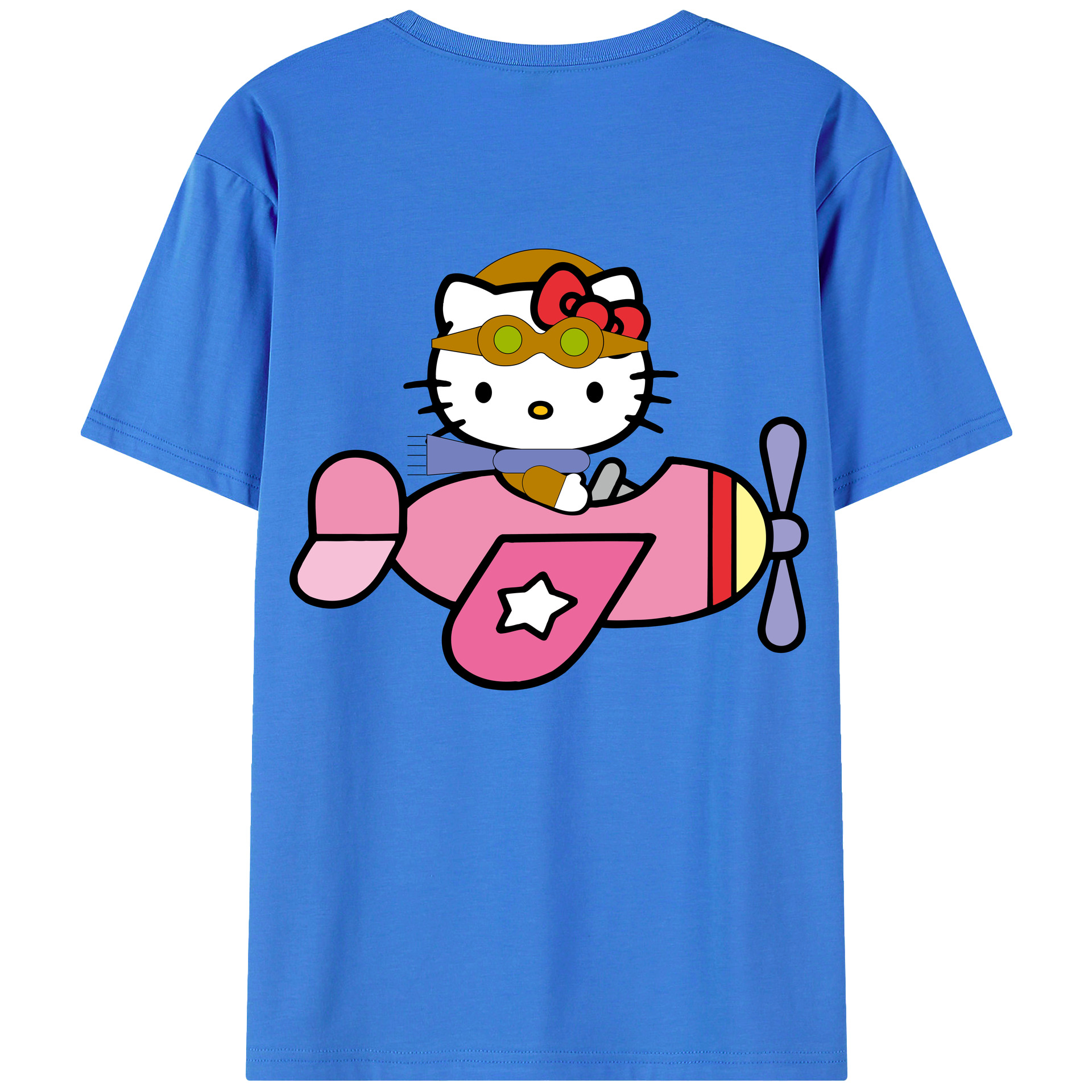 （画像用） Hello Kitty ハローキティ 綿100％ メンズ半袖Tシャツ（バックプリント） 通気性