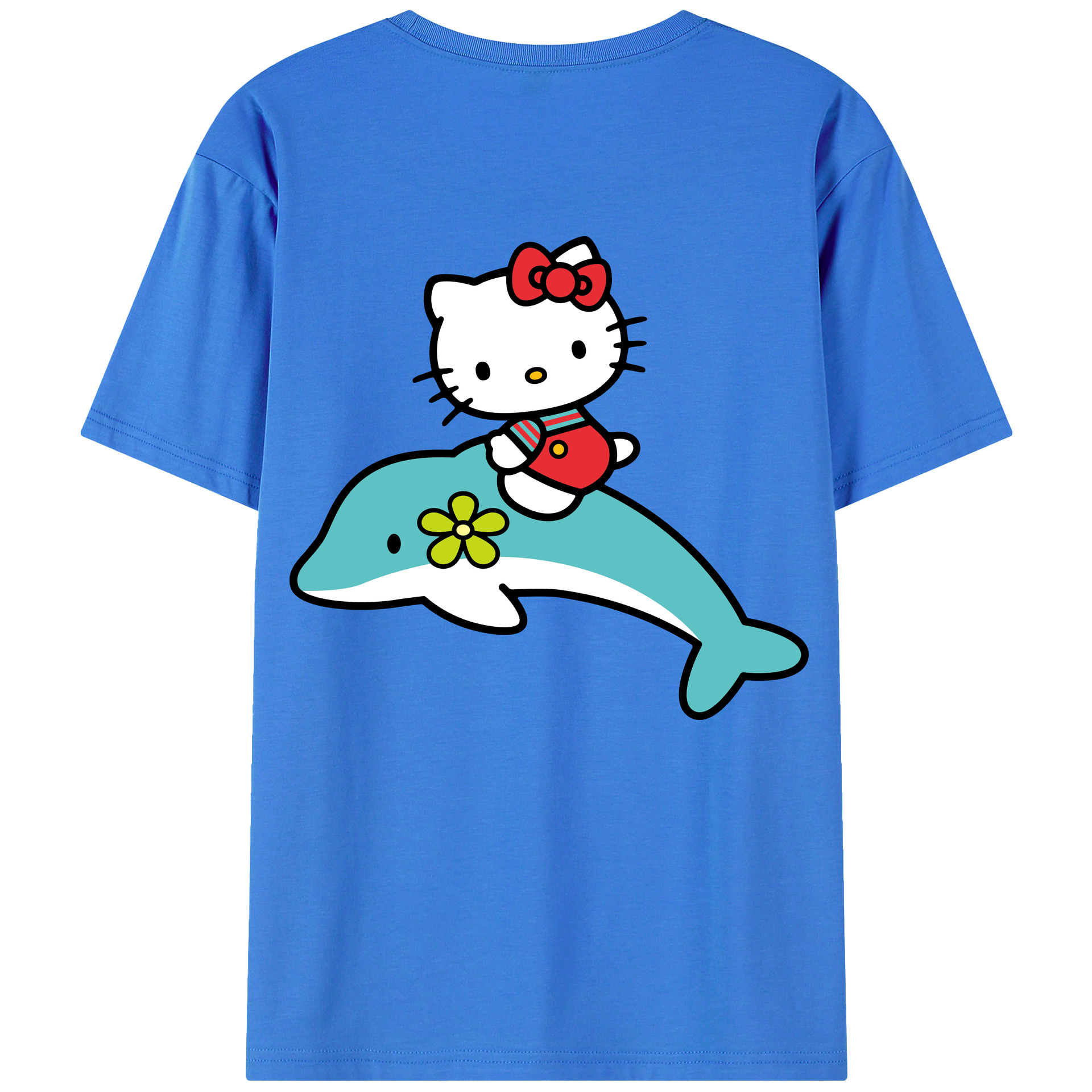 （画像用） Hello Kitty ハローキティ 綿100％ メンズ半袖Tシャツ（バックプリント） 通気性