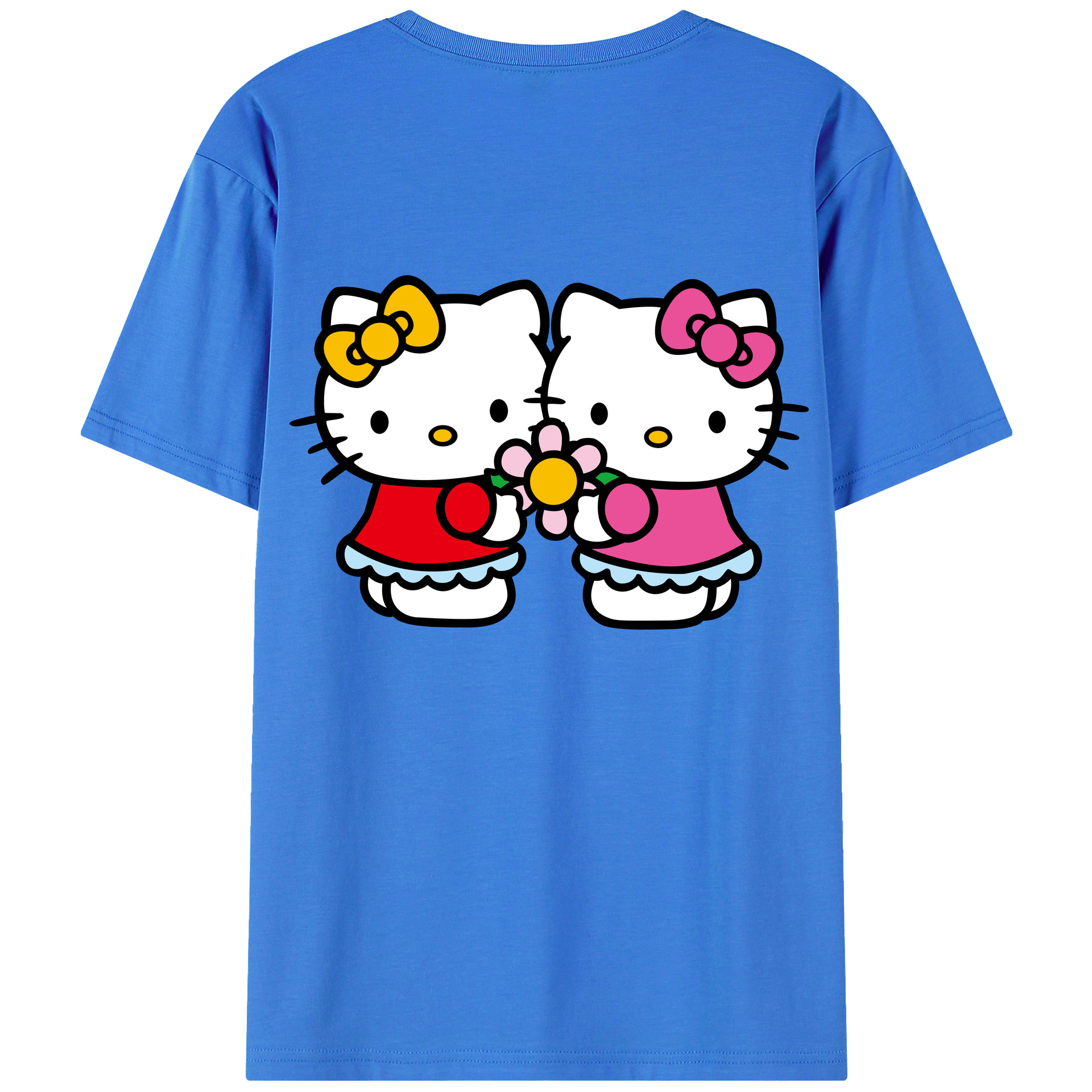 （画像用） Hello Kitty ハローキティ 綿100％ メンズ半袖Tシャツ（バックプリント） 通気性