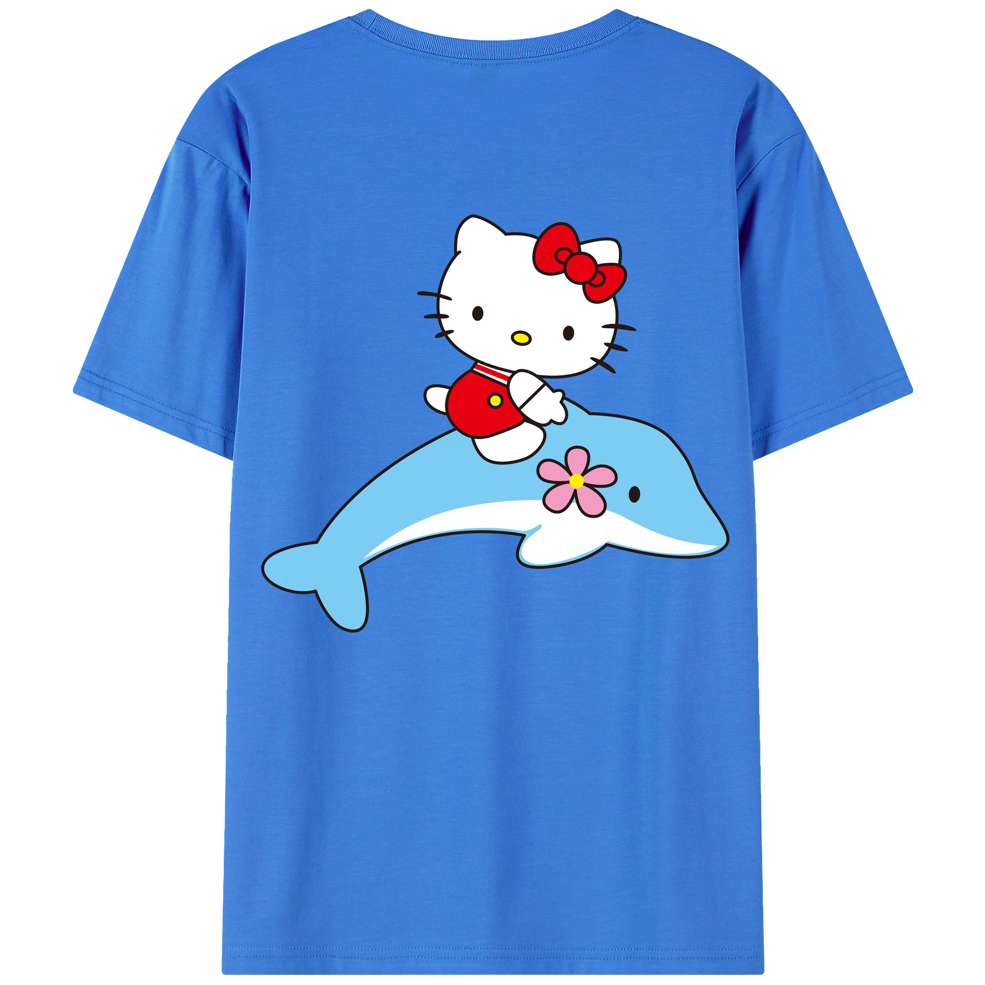 （画像用） Hello Kitty ハローキティ 綿100％ メンズ半袖Tシャツ（バックプリント） 通気性