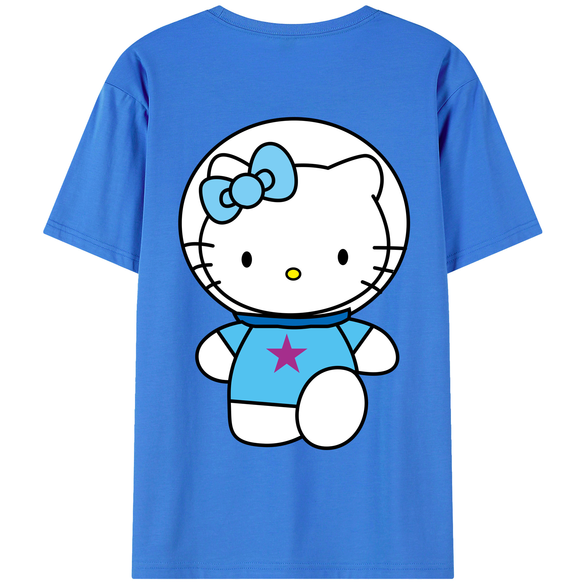 （画像用） Hello Kitty ハローキティ 綿100％ メンズ半袖Tシャツ（バックプリント） 通気性