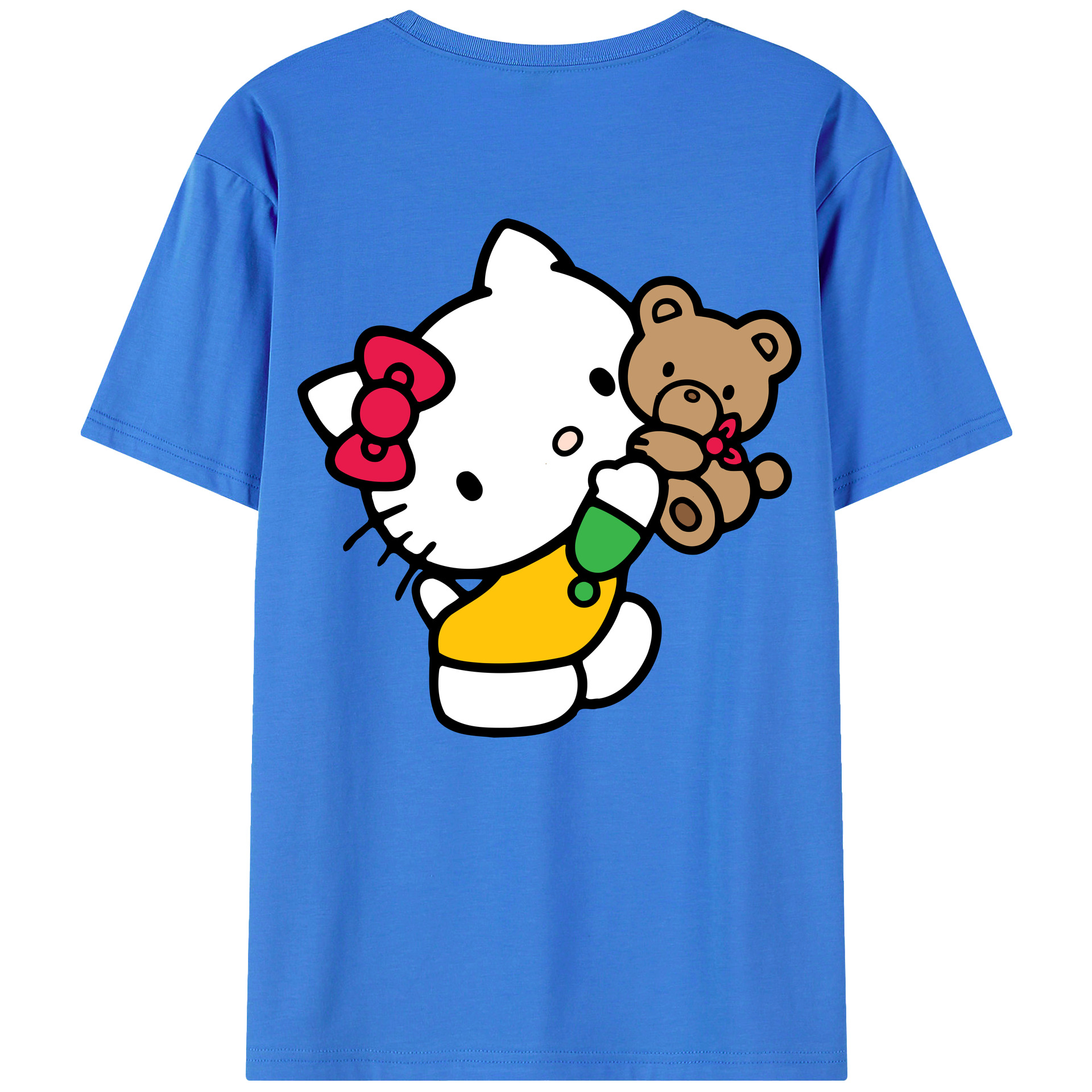 （画像用） Hello Kitty ハローキティ 綿100％ メンズ半袖Tシャツ（バックプリント） 通気性