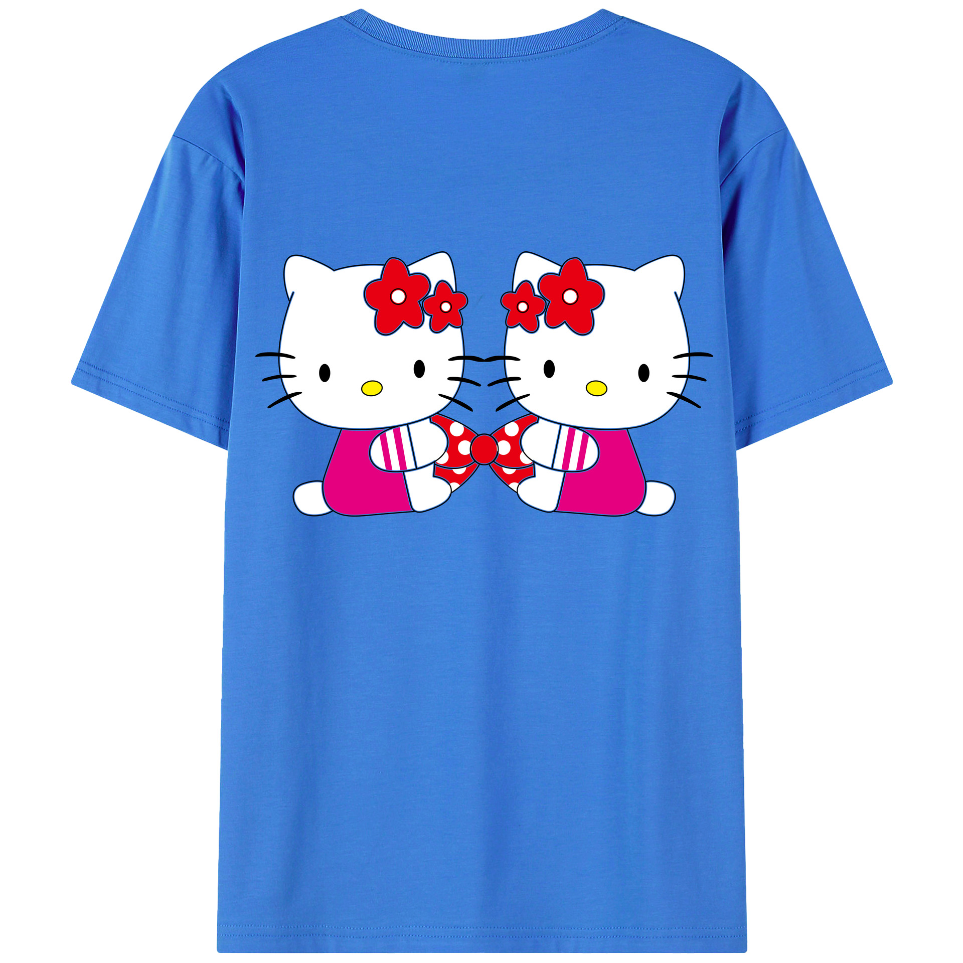 （画像用） Hello Kitty ハローキティ 綿100％ メンズ半袖Tシャツ（バックプリント） 通気性