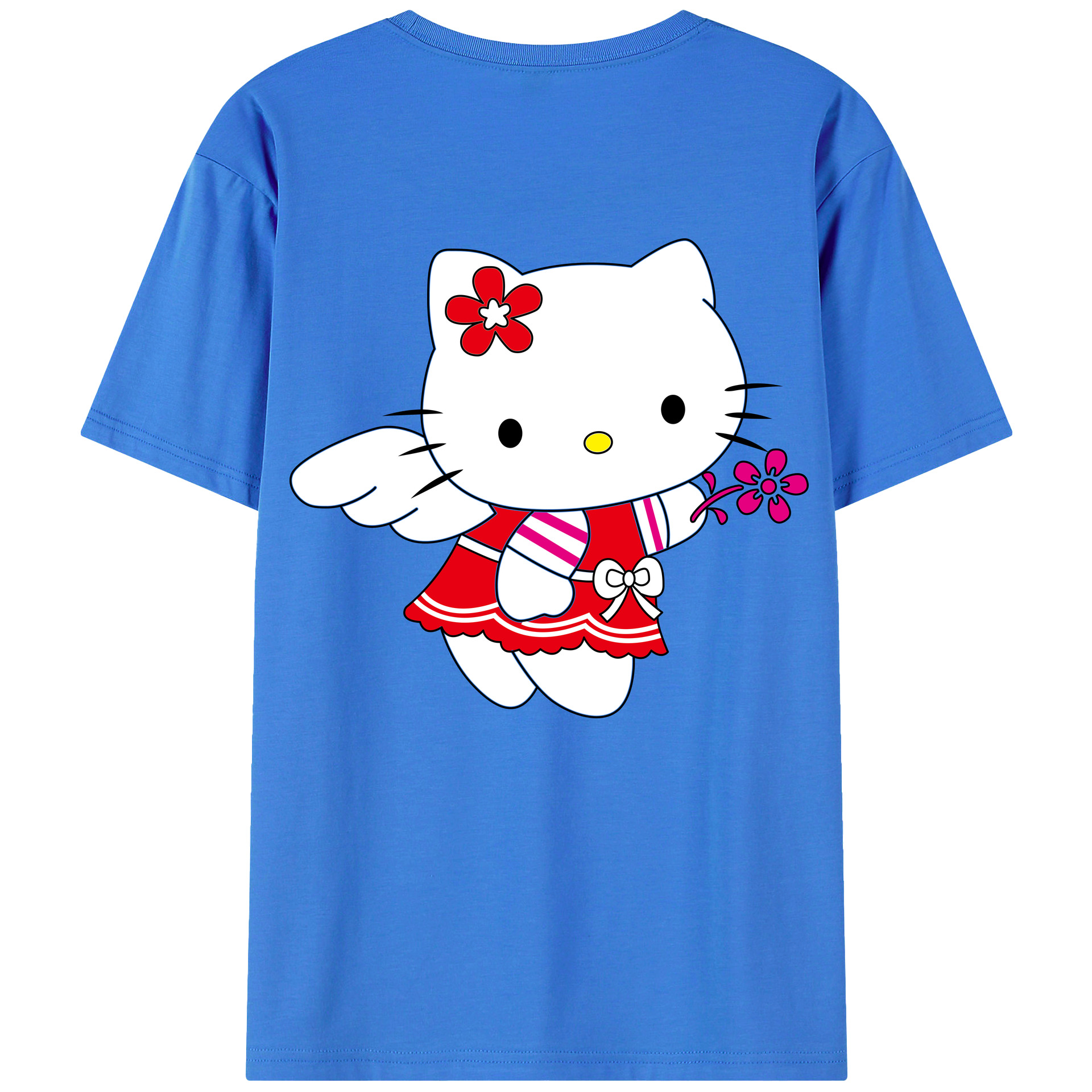 （画像用） Hello Kitty ハローキティ 綿100％ メンズ半袖Tシャツ（バックプリント） 通気性