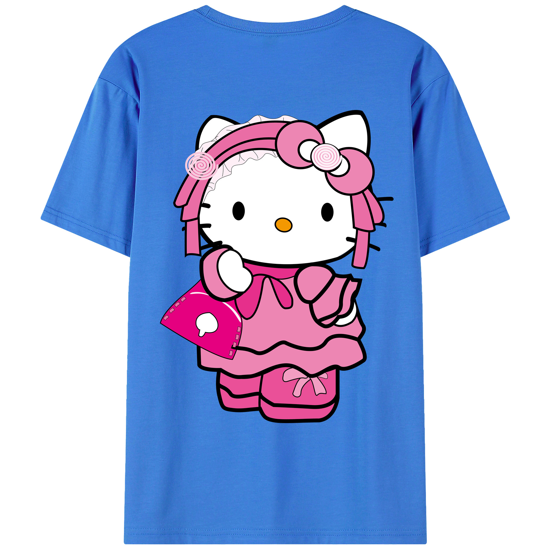 （画像用） Hello Kitty ハローキティ 綿100％ メンズ半袖Tシャツ（バックプリント） 通気性