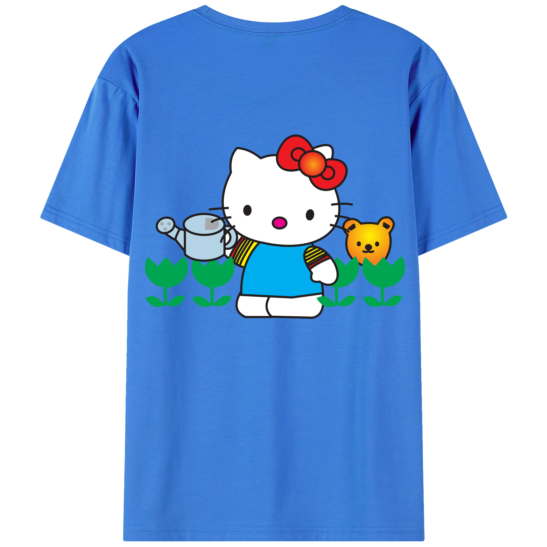 （画像用） Hello Kitty ハローキティ 綿100％ メンズ半袖Tシャツ（バックプリント） 通気性