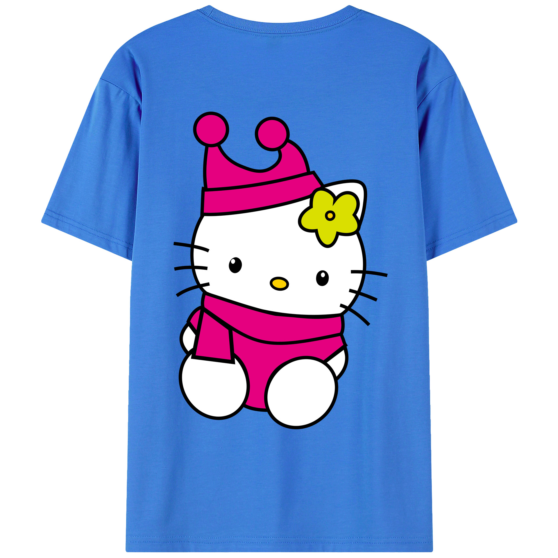 （画像用） Hello Kitty ハローキティ 綿100％ メンズ半袖Tシャツ（バックプリント） 通気性