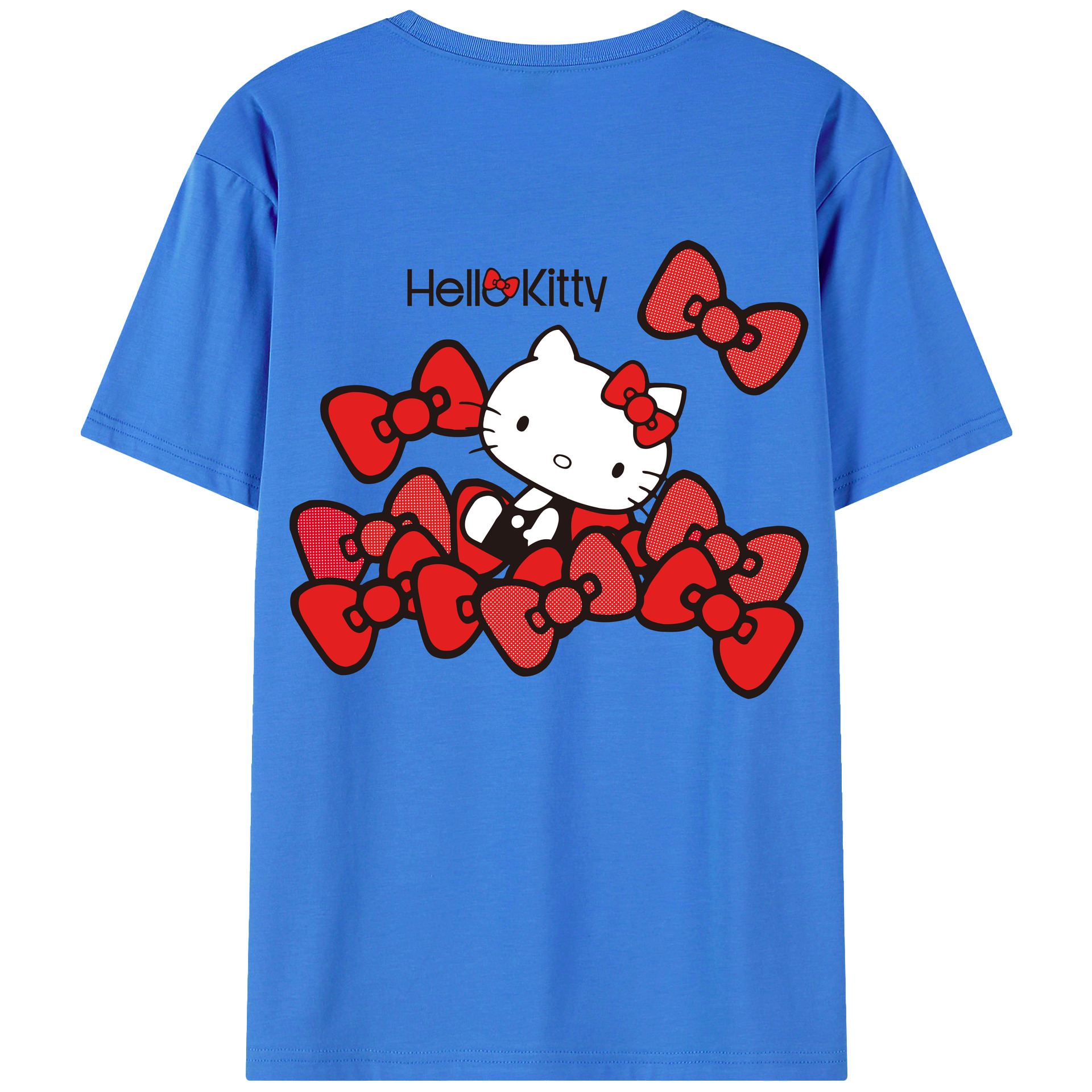 （画像用） Hello Kitty ハローキティ 綿100％ メンズ半袖Tシャツ（バックプリント） 通気性