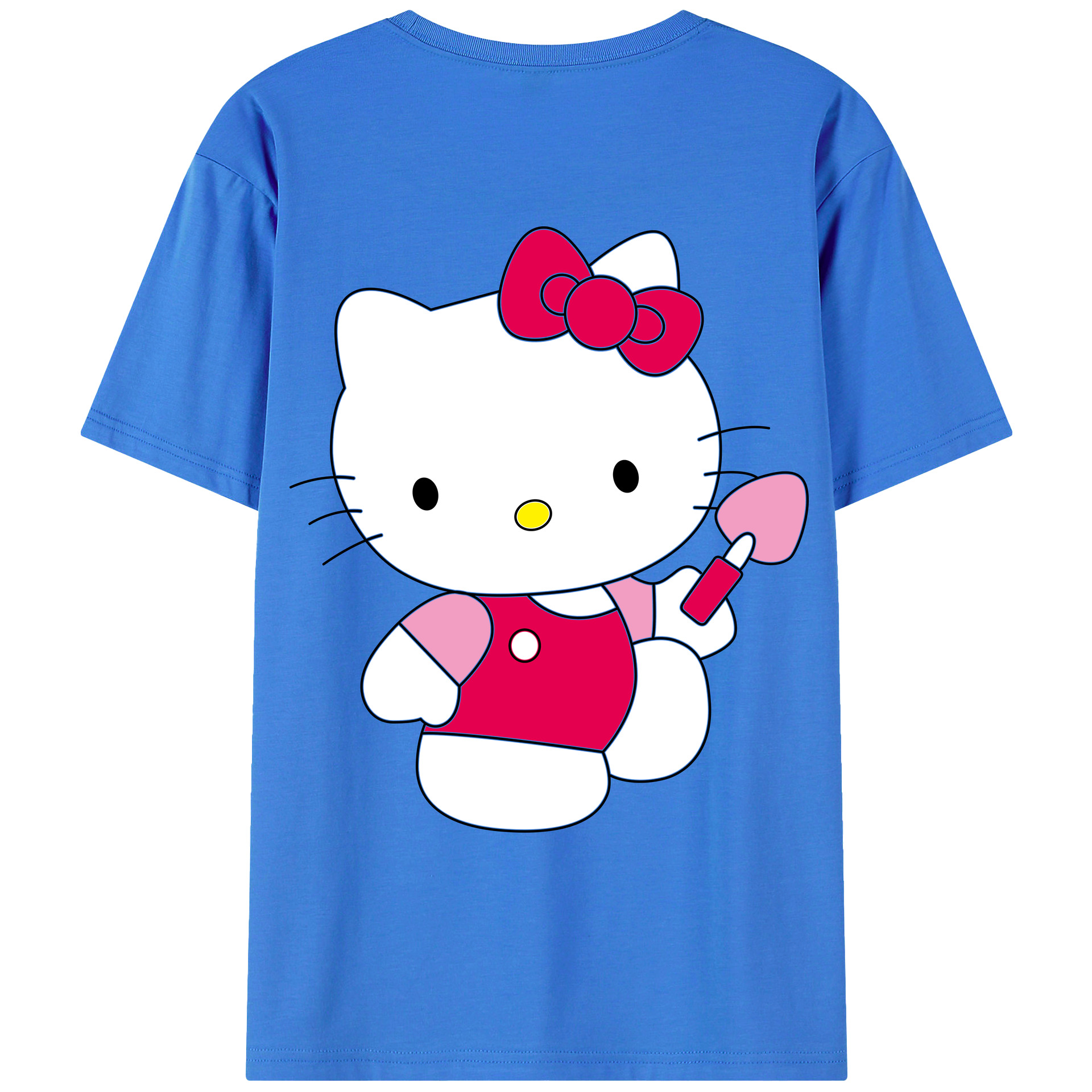 （画像用） Hello Kitty ハローキティ 綿100％ メンズ半袖Tシャツ（バックプリント） 通気性