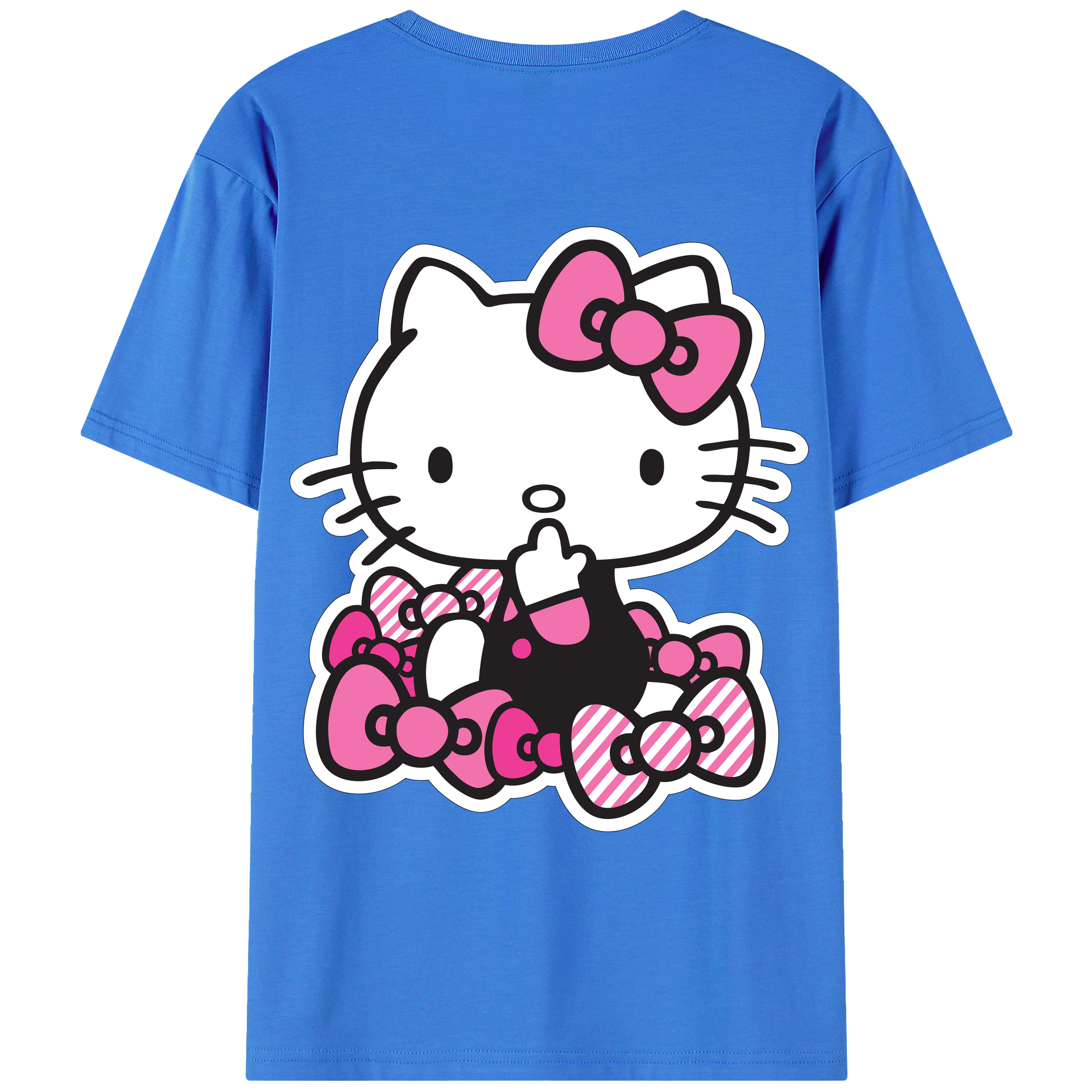 （画像用） Hello Kitty ハローキティ 綿100％ メンズ半袖Tシャツ（バックプリント） 通気性